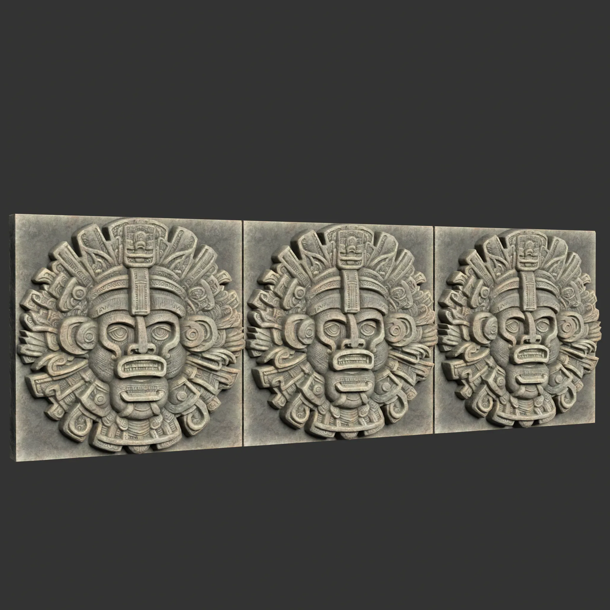 Low poly Mayan Temple Wall Decor 231206