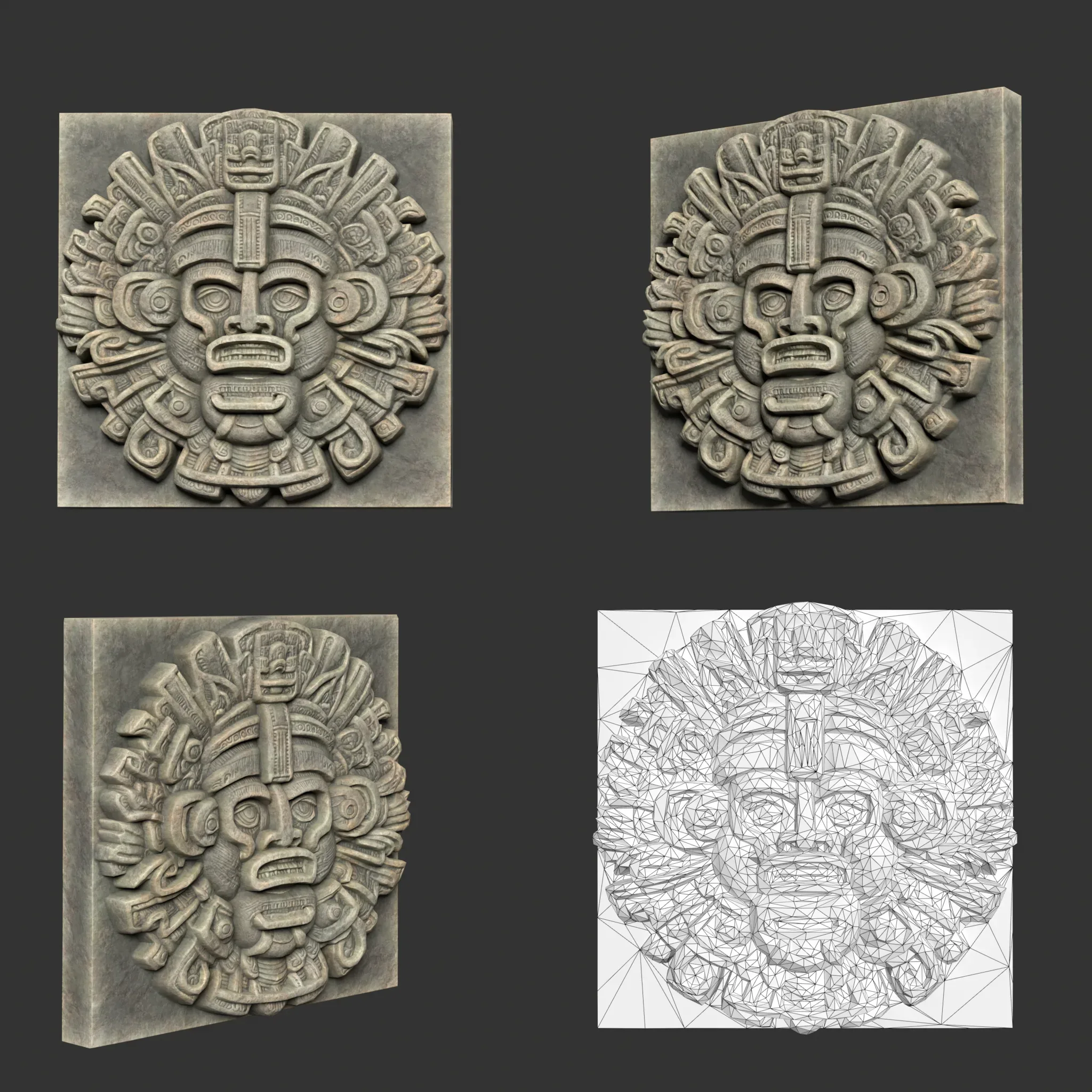 Low poly Mayan Temple Wall Decor 231206