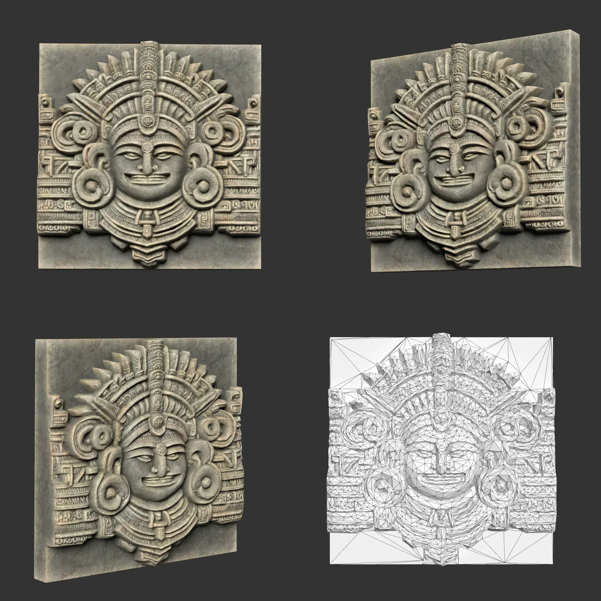 Low poly Mayan Temple Wall Decor 231206