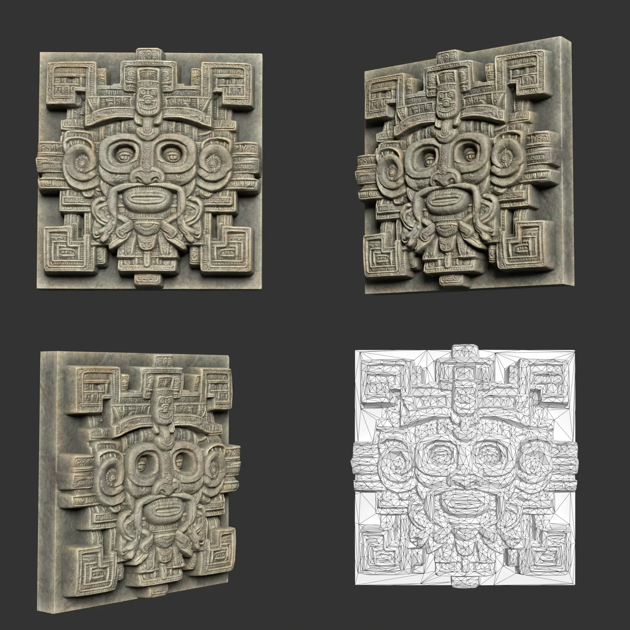 Low poly Mayan Temple Wall Decor 231206