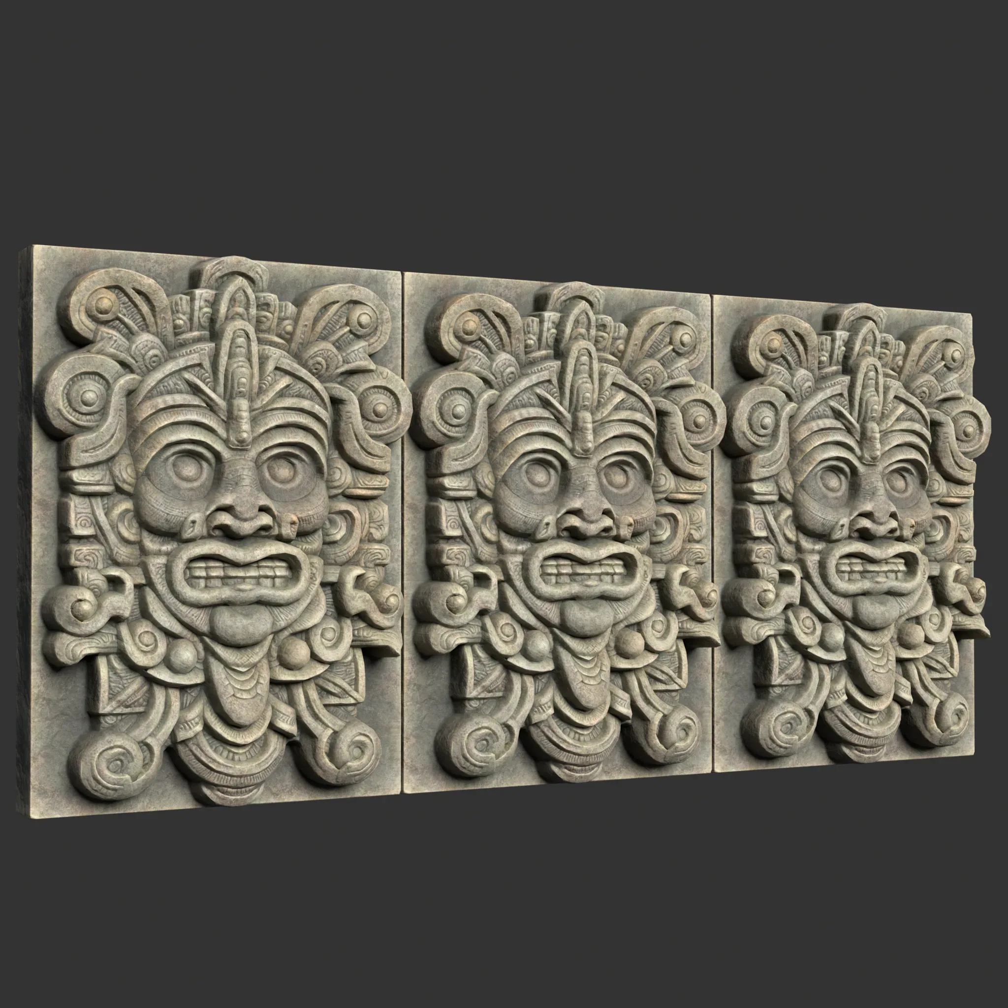 Low poly Mayan Temple Wall Decor 231206