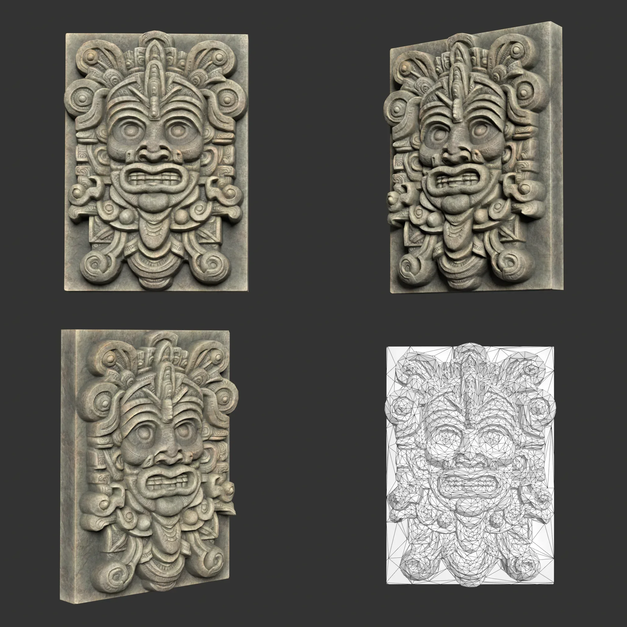 Low poly Mayan Temple Wall Decor 231206