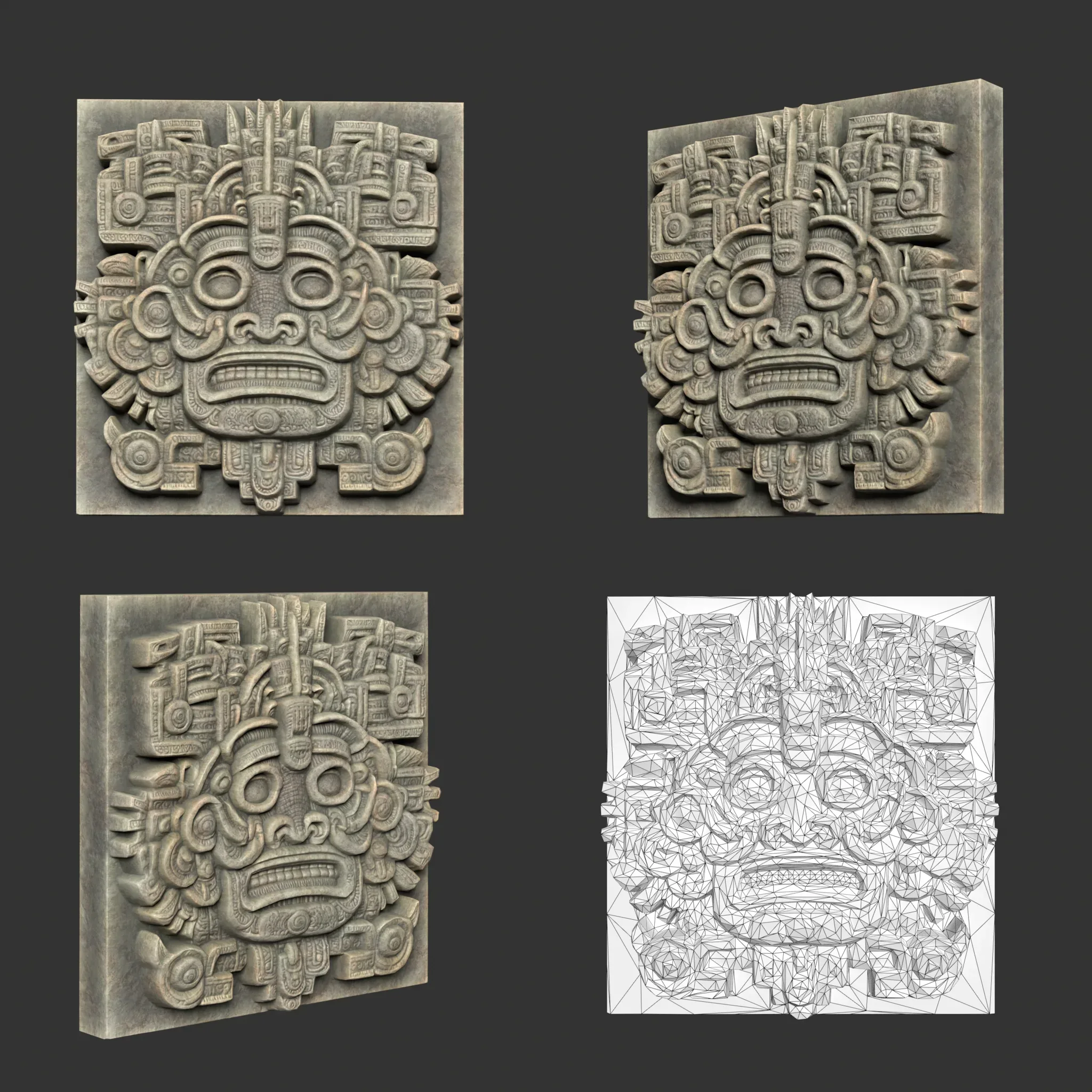 Low poly Mayan Temple Wall Decor 231206