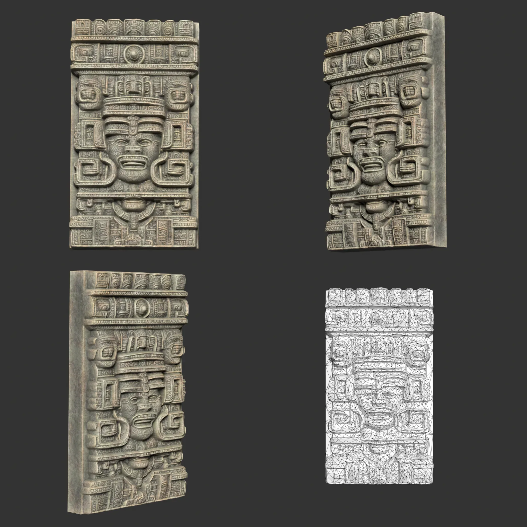 Low poly Mayan Temple Wall Decor 231206