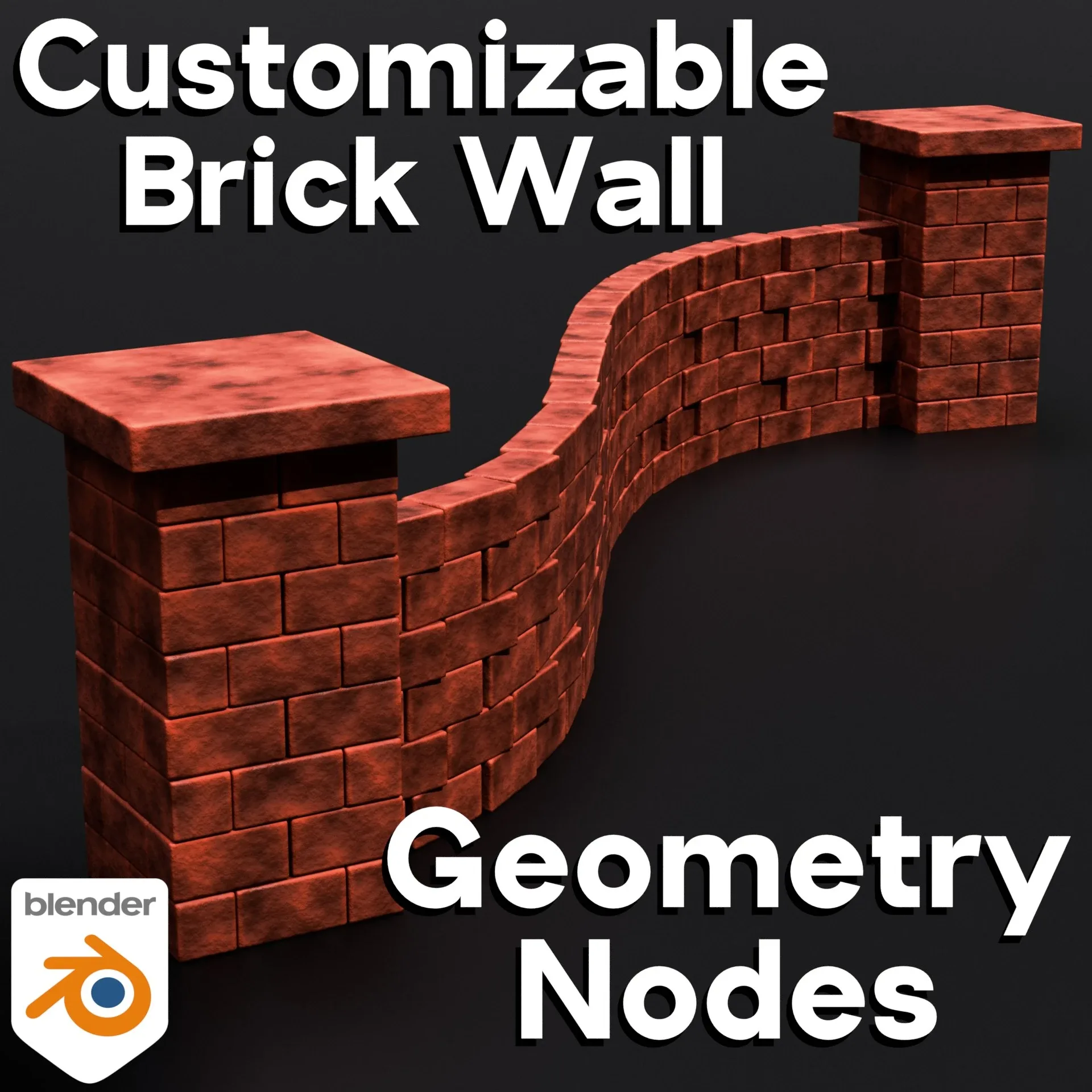 Customizable Brick Wall - Geometry Nodes (Blender)