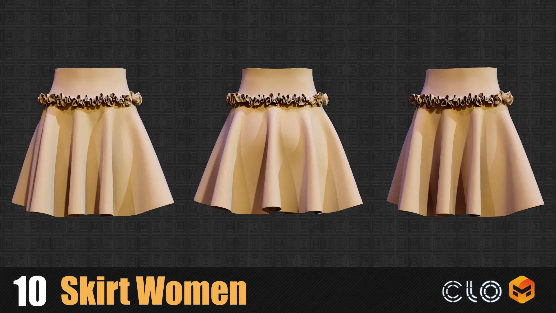 10 Skirt Female Outfit In Marvelous Designer / Clo3D  VOL02