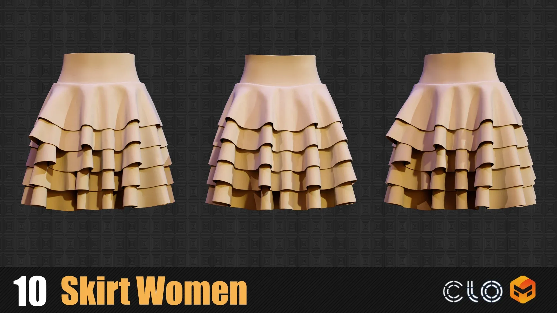 10 Skirt Female Outfit In Marvelous Designer / Clo3D  VOL02