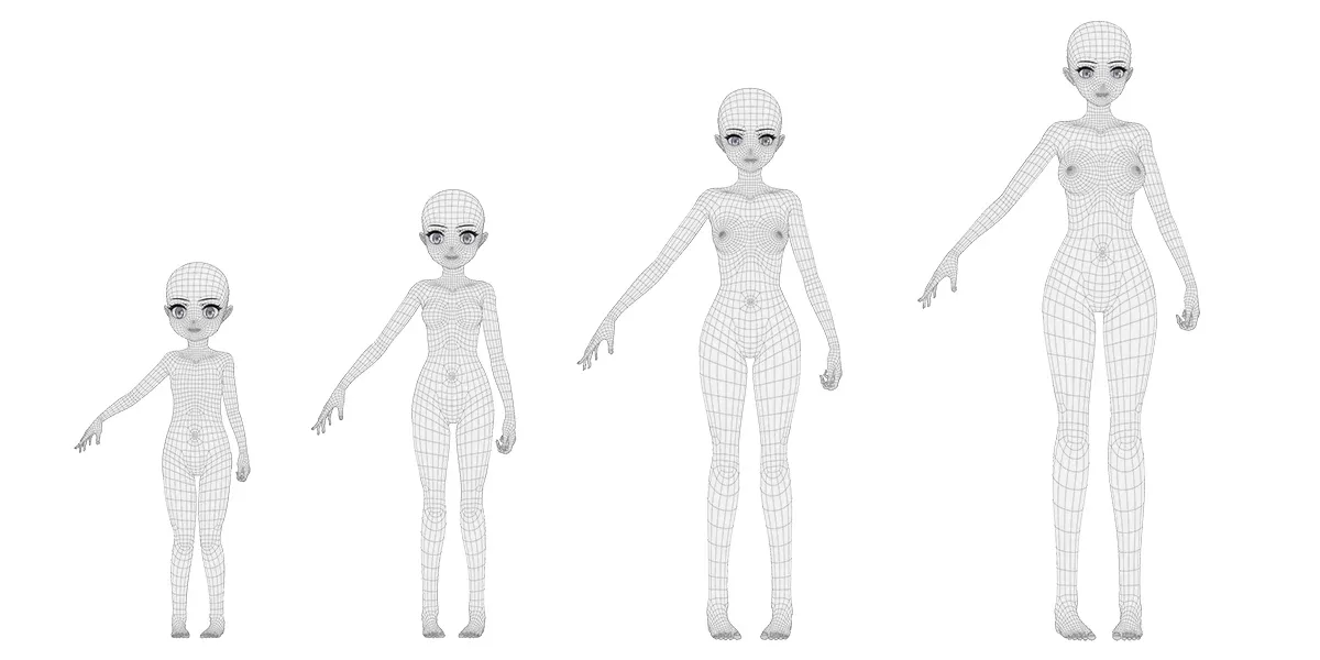 Anime Female Base Mesh Age Kit