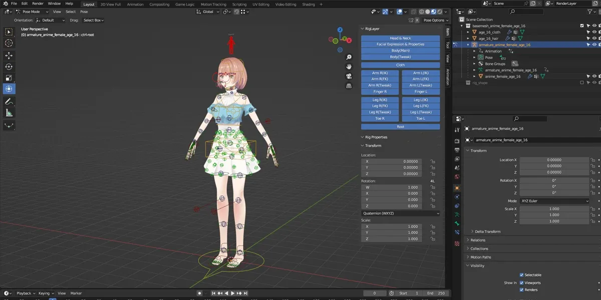 Anime Female Base Mesh Age Kit