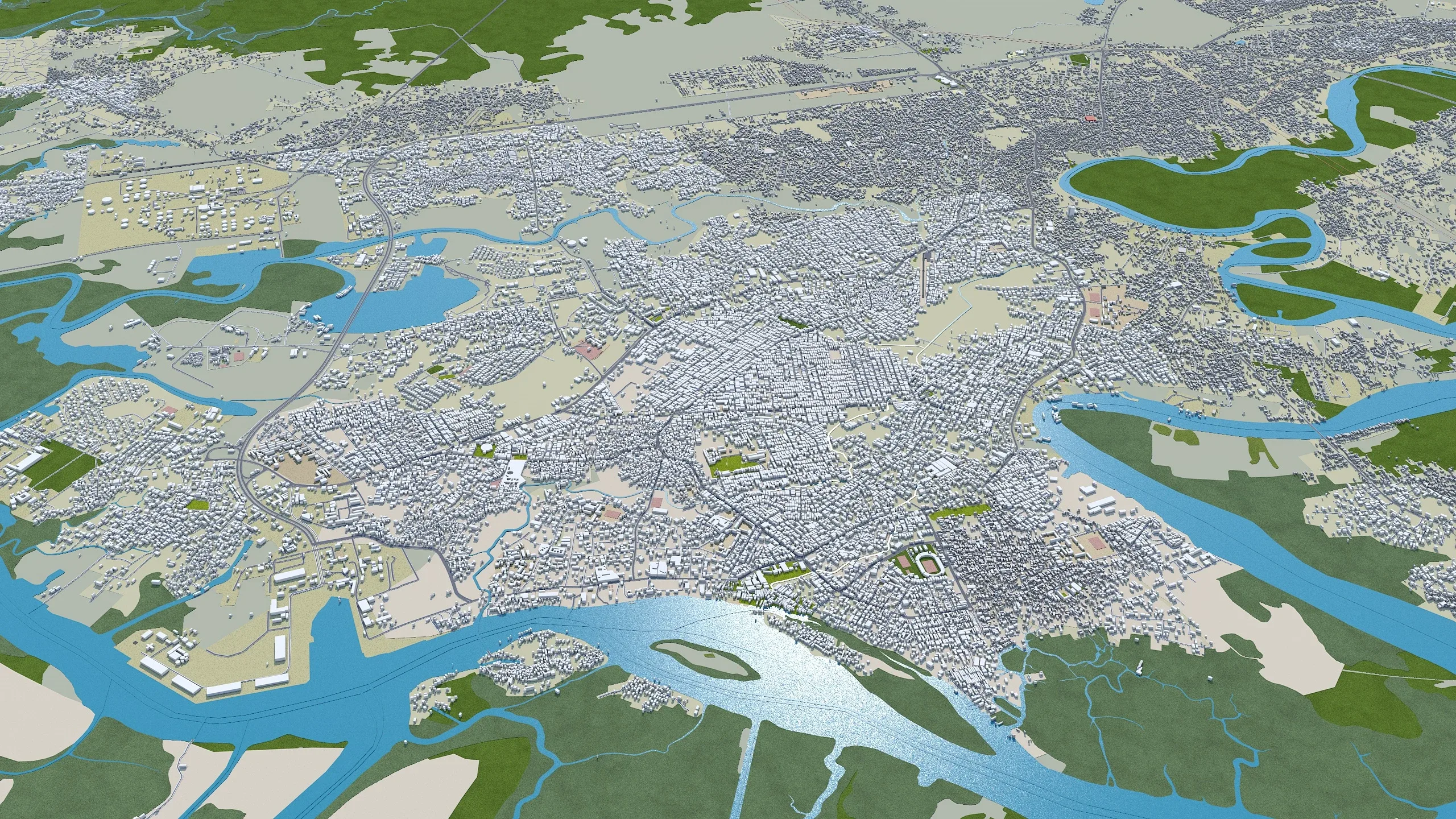 Warri city Nigeria 3d model 20km