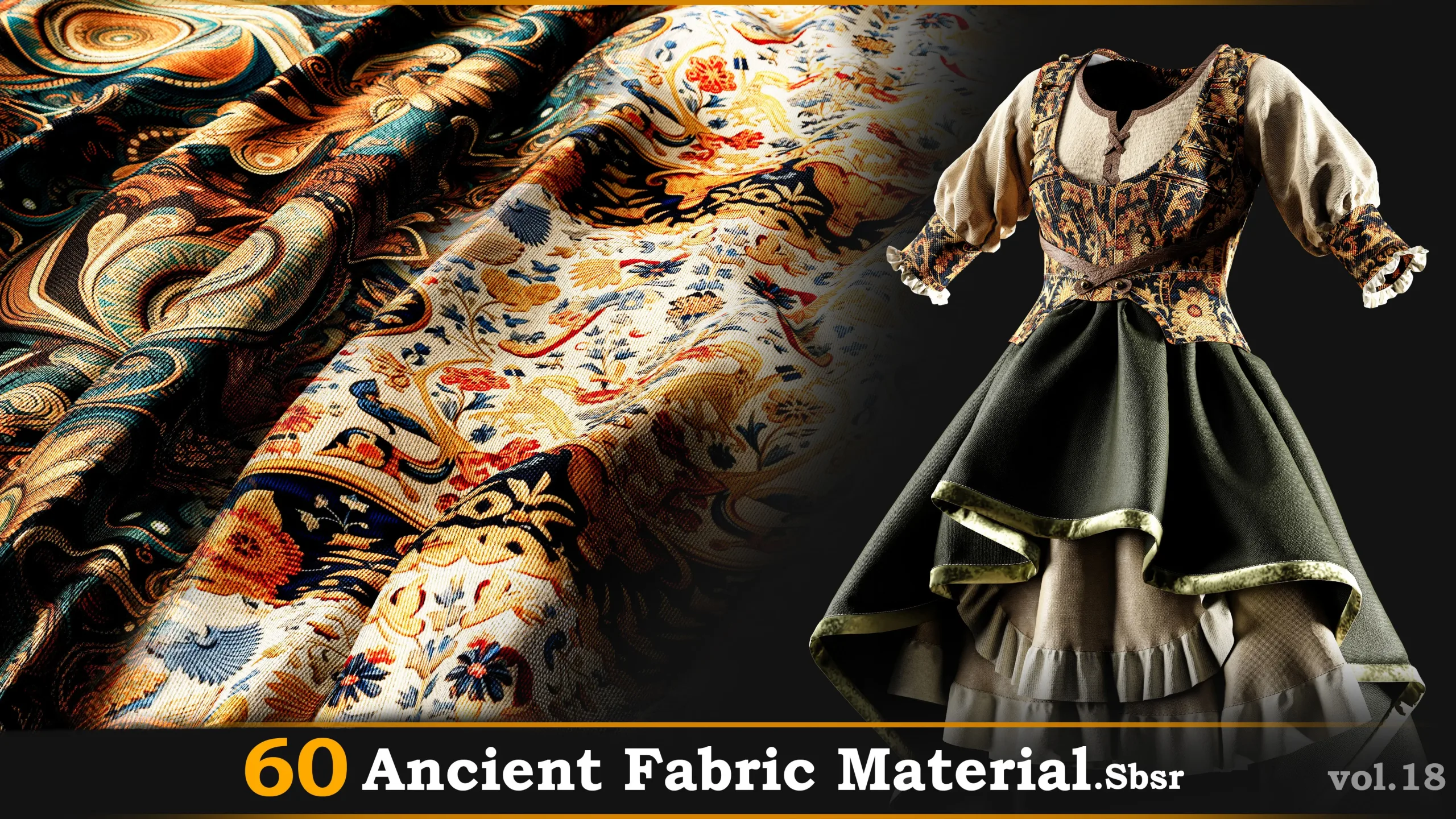 60 Ancient Fabric Material_Sbsar Vol.18