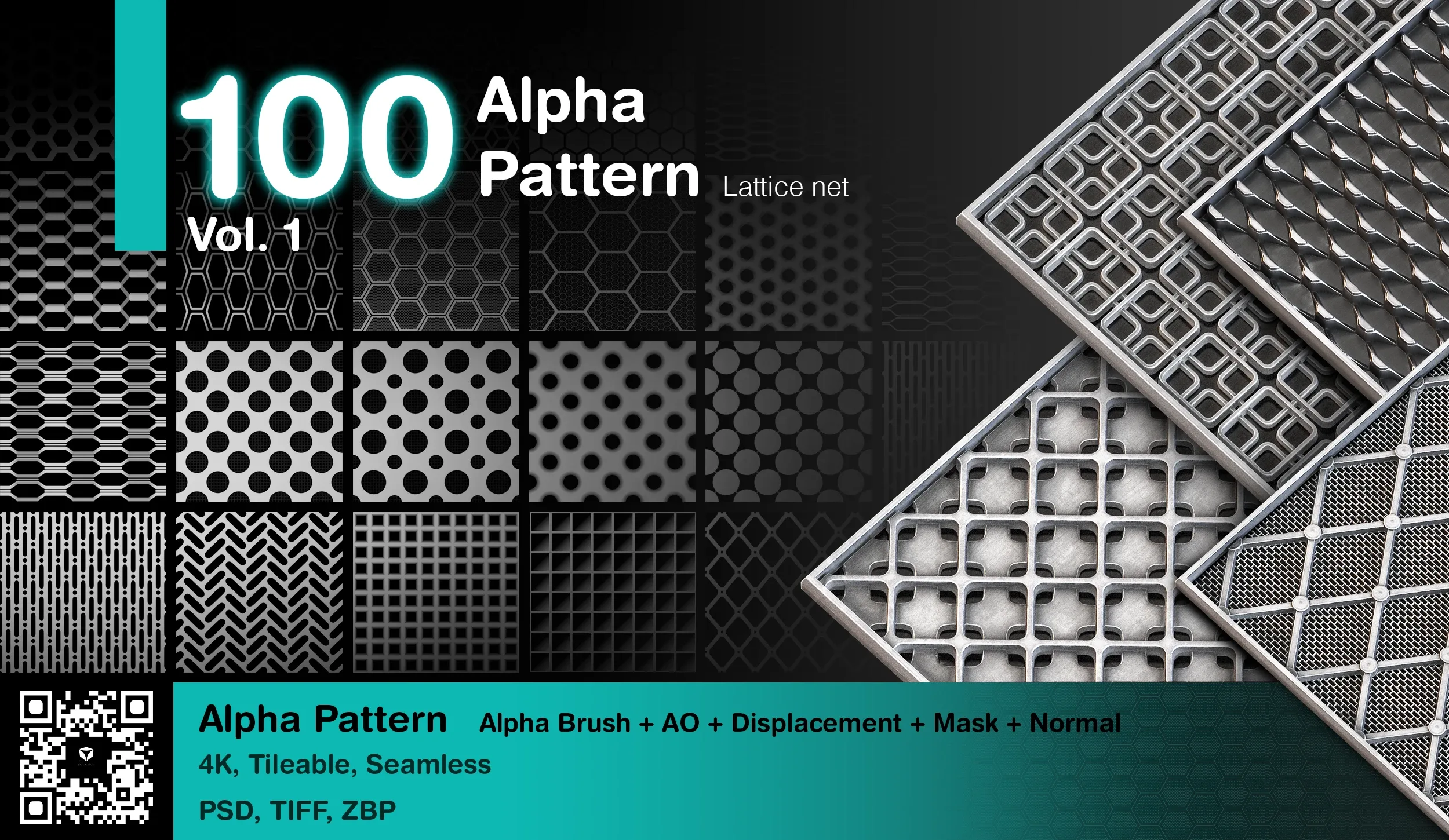 A collection of 4 Alpha products (lattice net-alien-scifi-concrete)