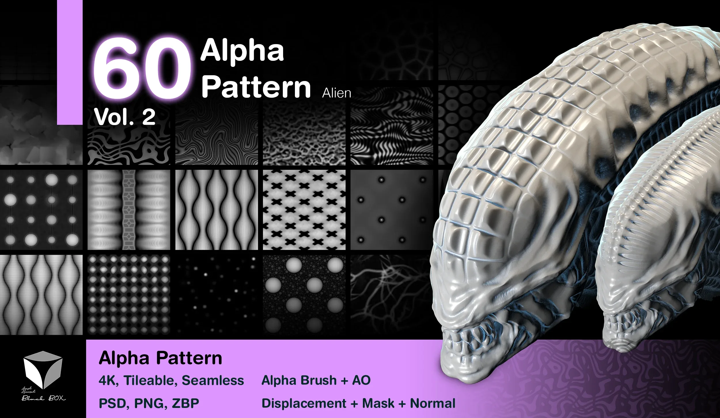 A collection of 4 Alpha products (lattice net-alien-scifi-concrete)