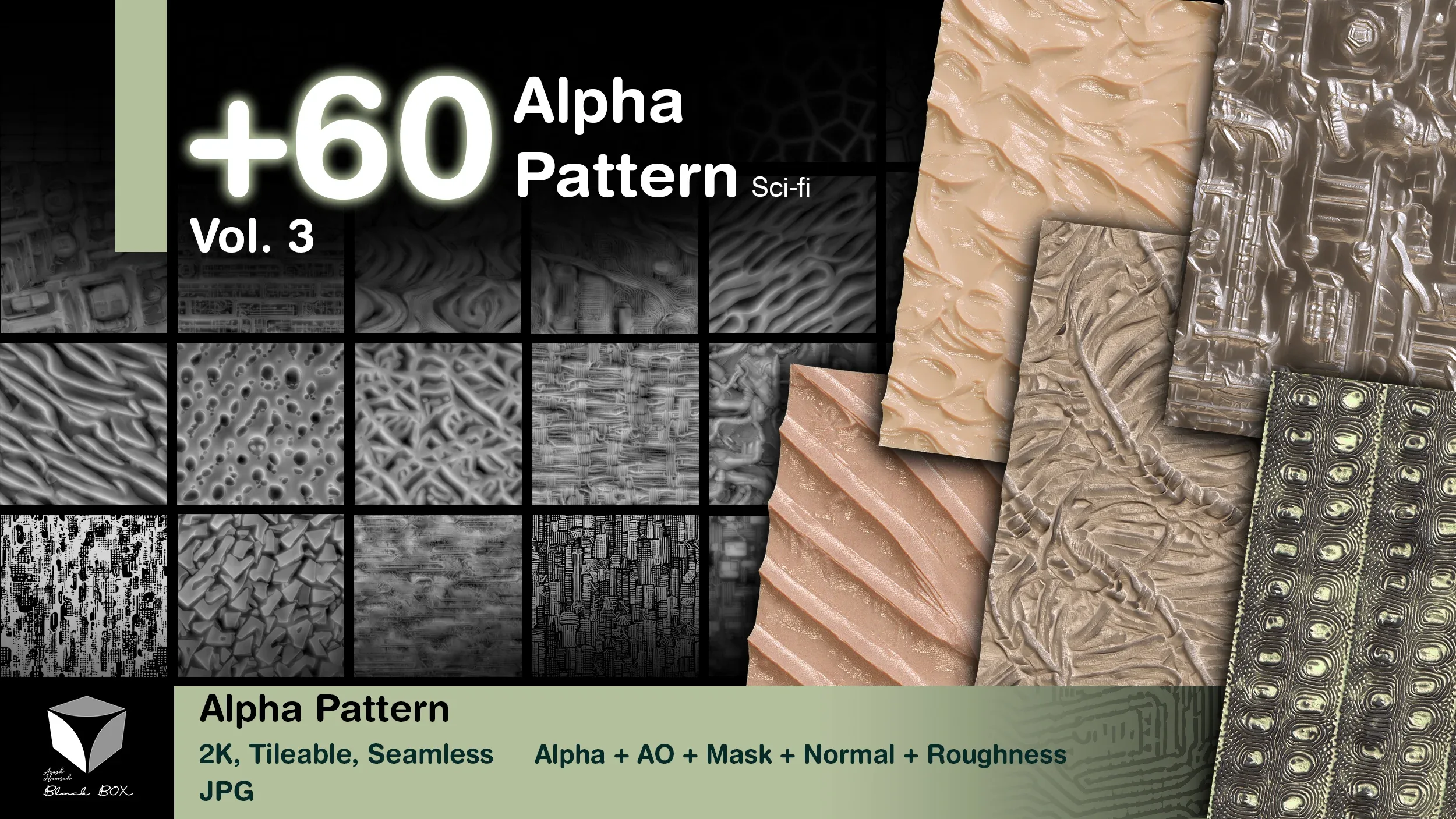 A collection of 4 Alpha products (lattice net-alien-scifi-concrete)