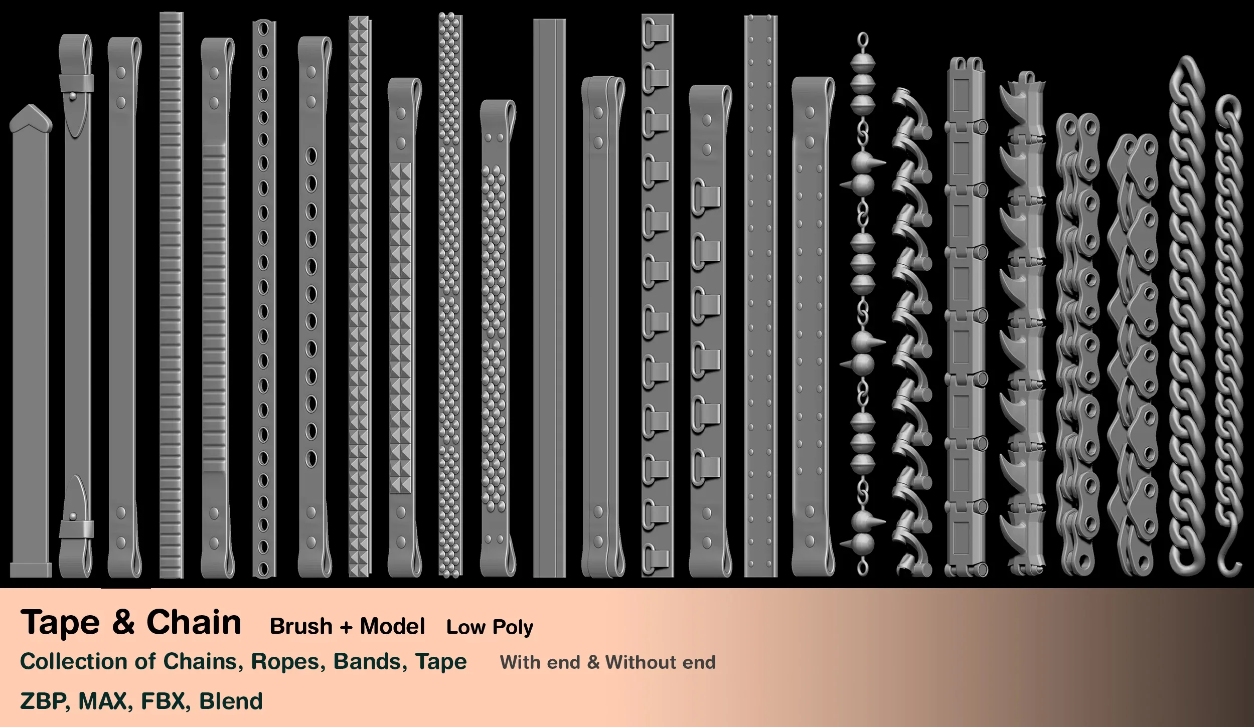 +120 Tape & Chain brush (low poly)