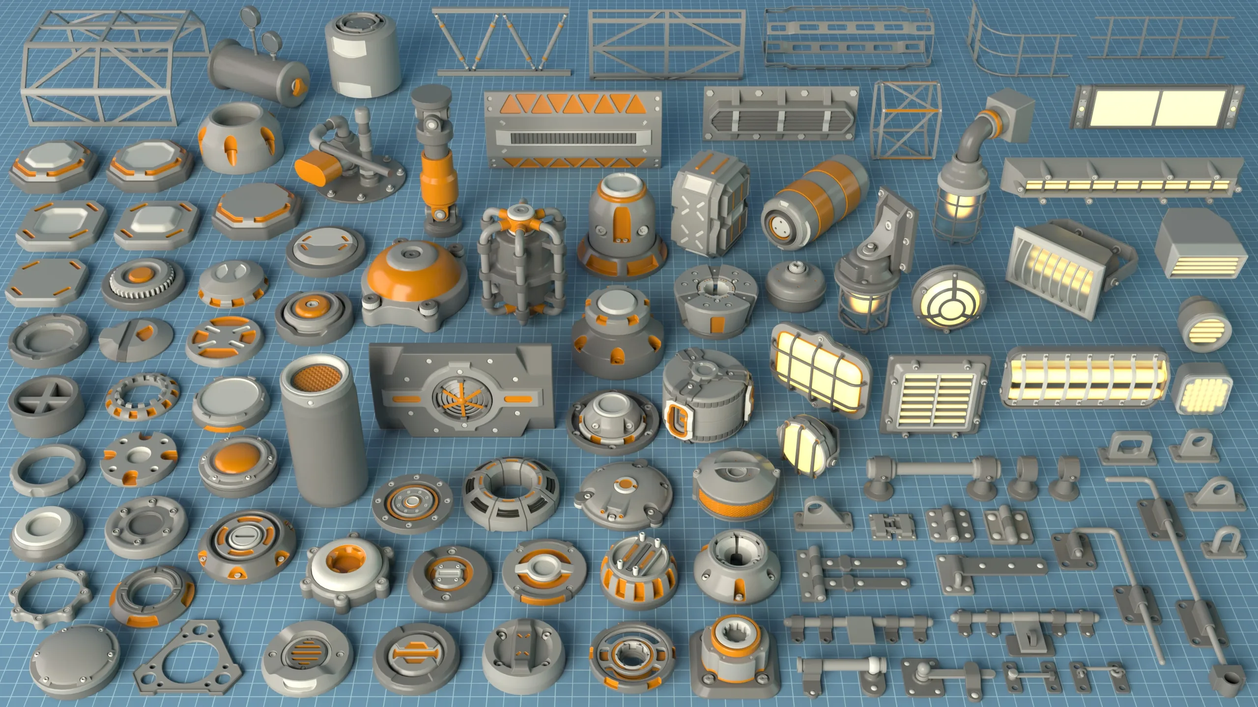 Industrial Kitbash - 11 - 100 pieces