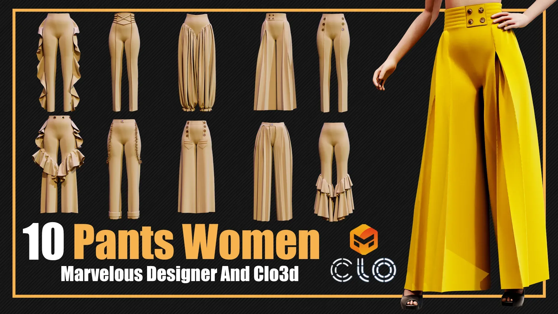 10 Pants Female Outfit In Marvelous Designer / Clo3D