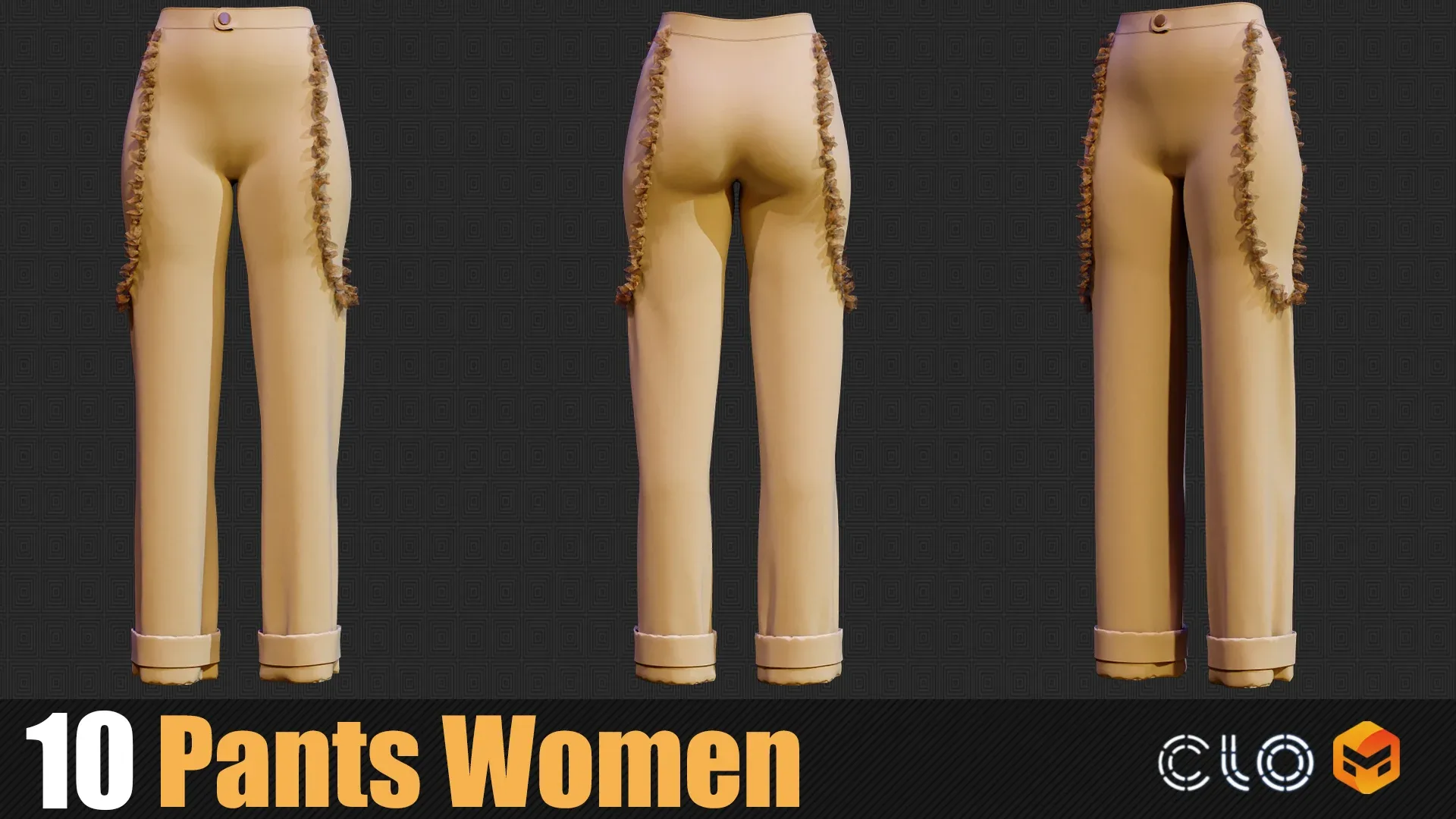 10 Pants Female Outfit In Marvelous Designer / Clo3D