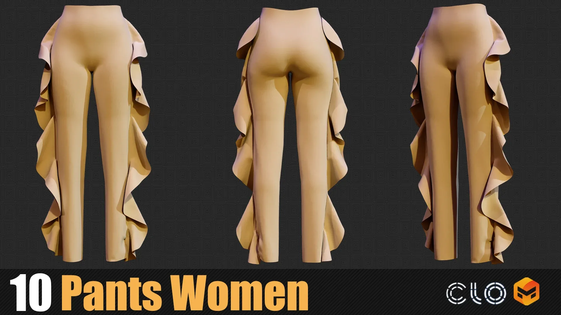 10 Pants Female Outfit In Marvelous Designer / Clo3D