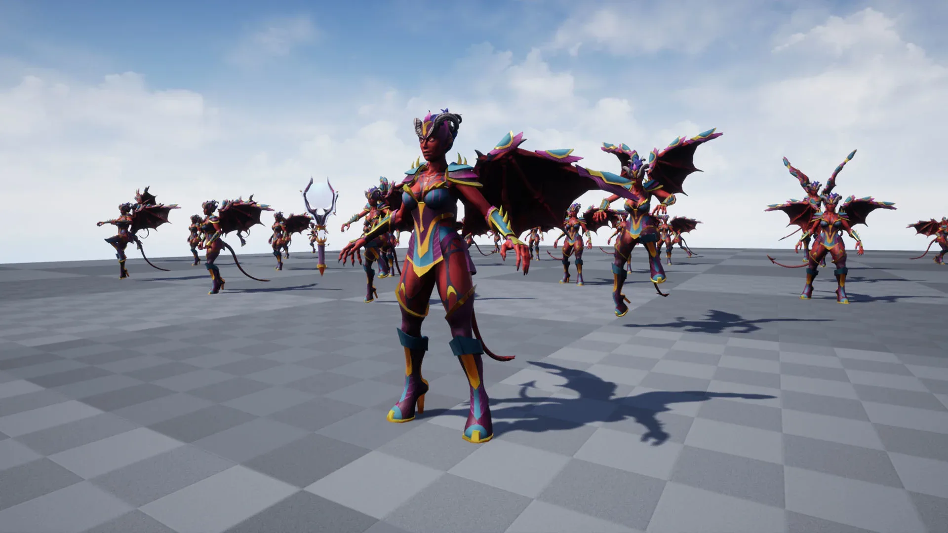 Animated Stylized Low poly Succubus Princess with 31 unique animations, blendshapes and control rig