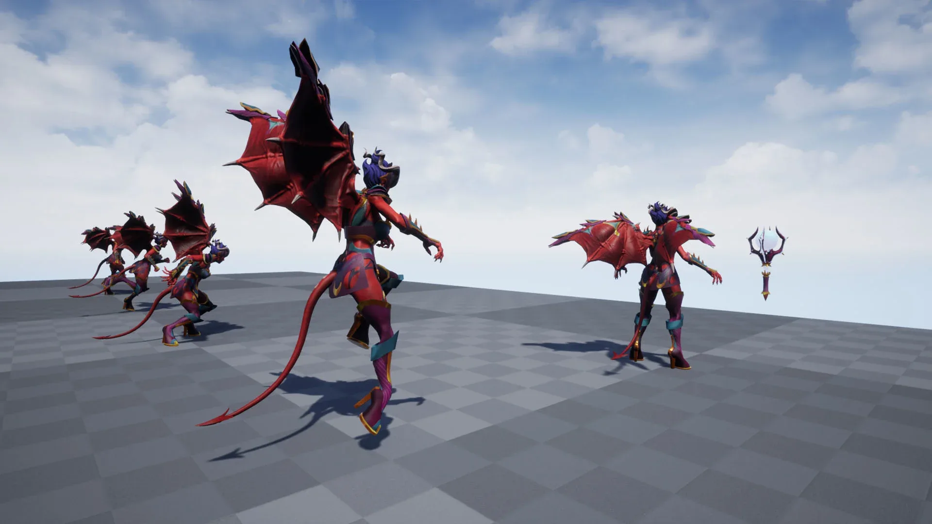 Animated Stylized Low poly Succubus Princess with 31 unique animations, blendshapes and control rig