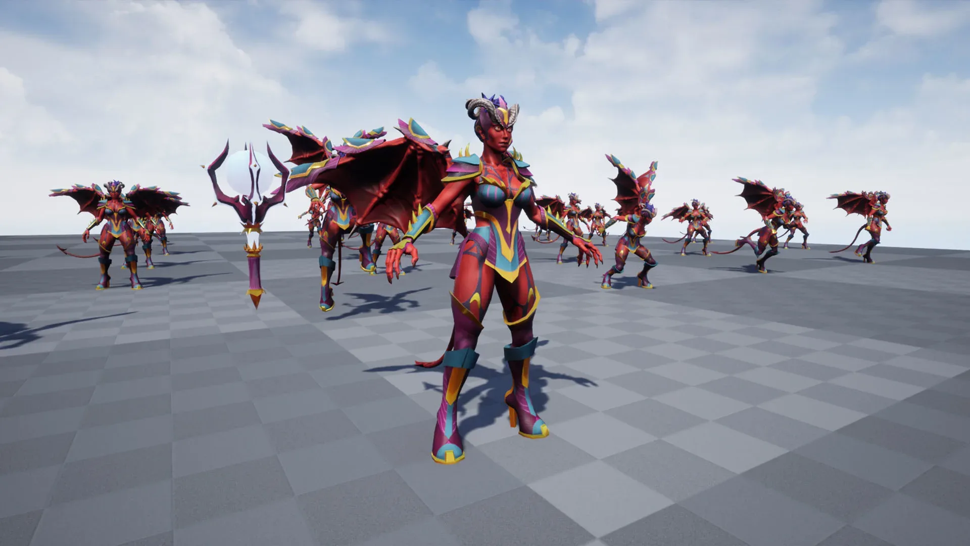 Animated Stylized Low poly Succubus Princess with 31 unique animations, blendshapes and control rig