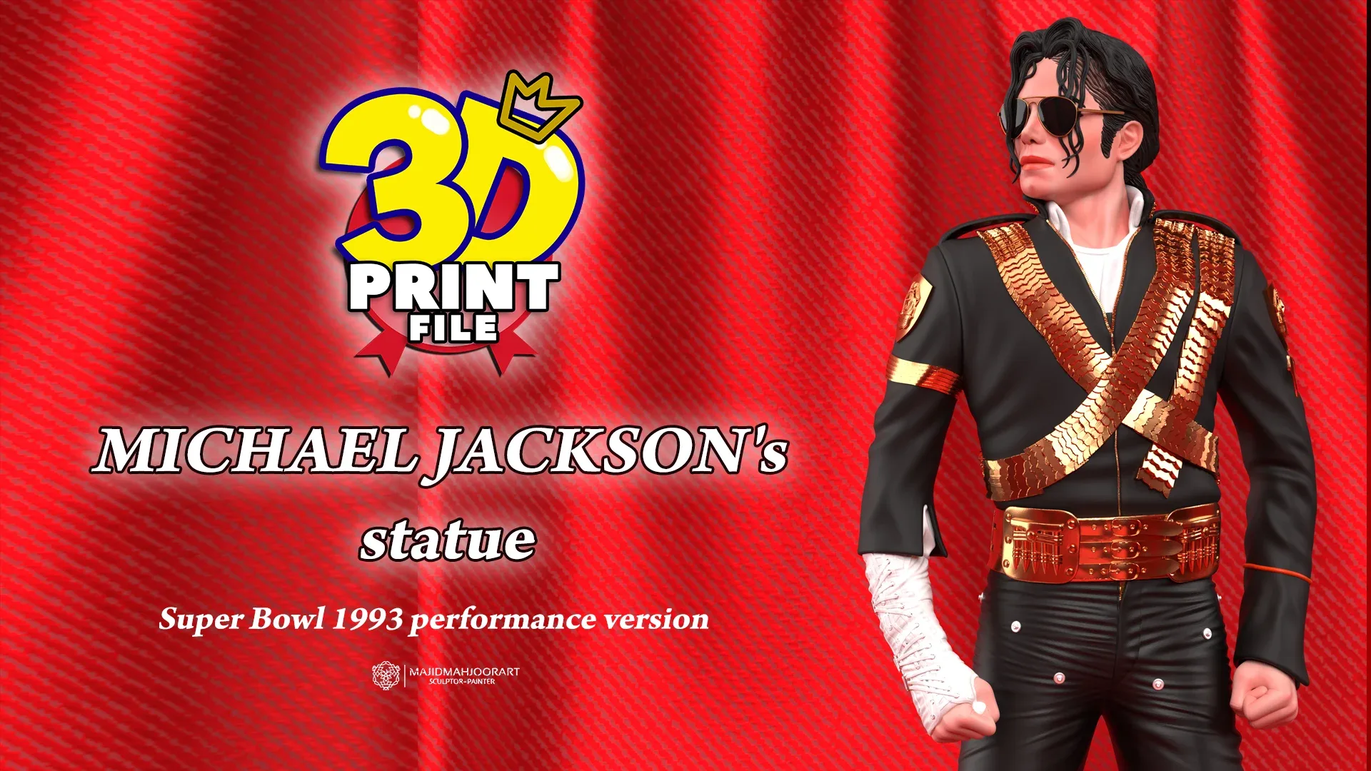 Michael Jackson 3D model 1993 Super Bowl performance printable 3D print model