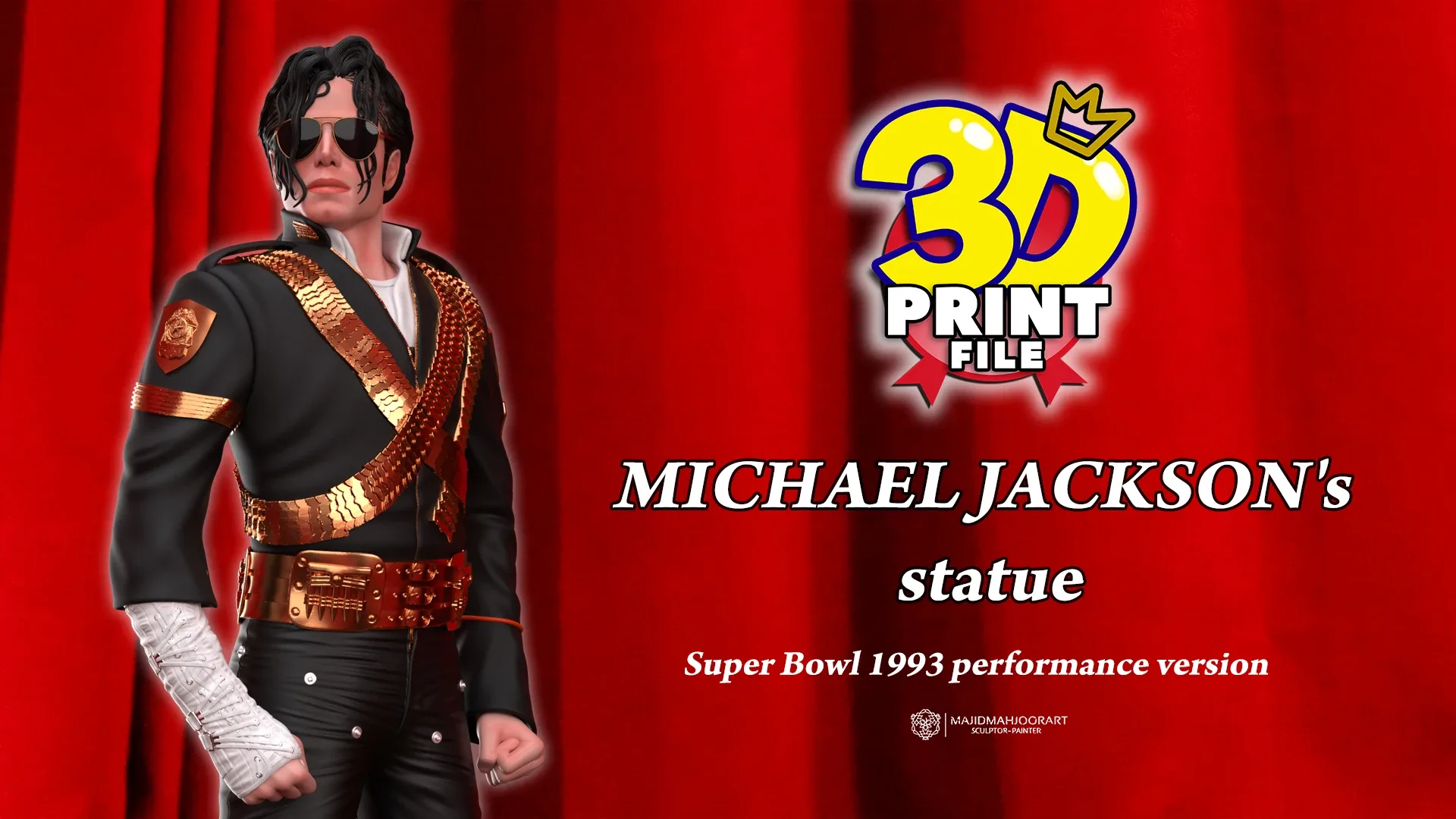 Michael Jackson 3D model 1993 Super Bowl performance printable 3D print model