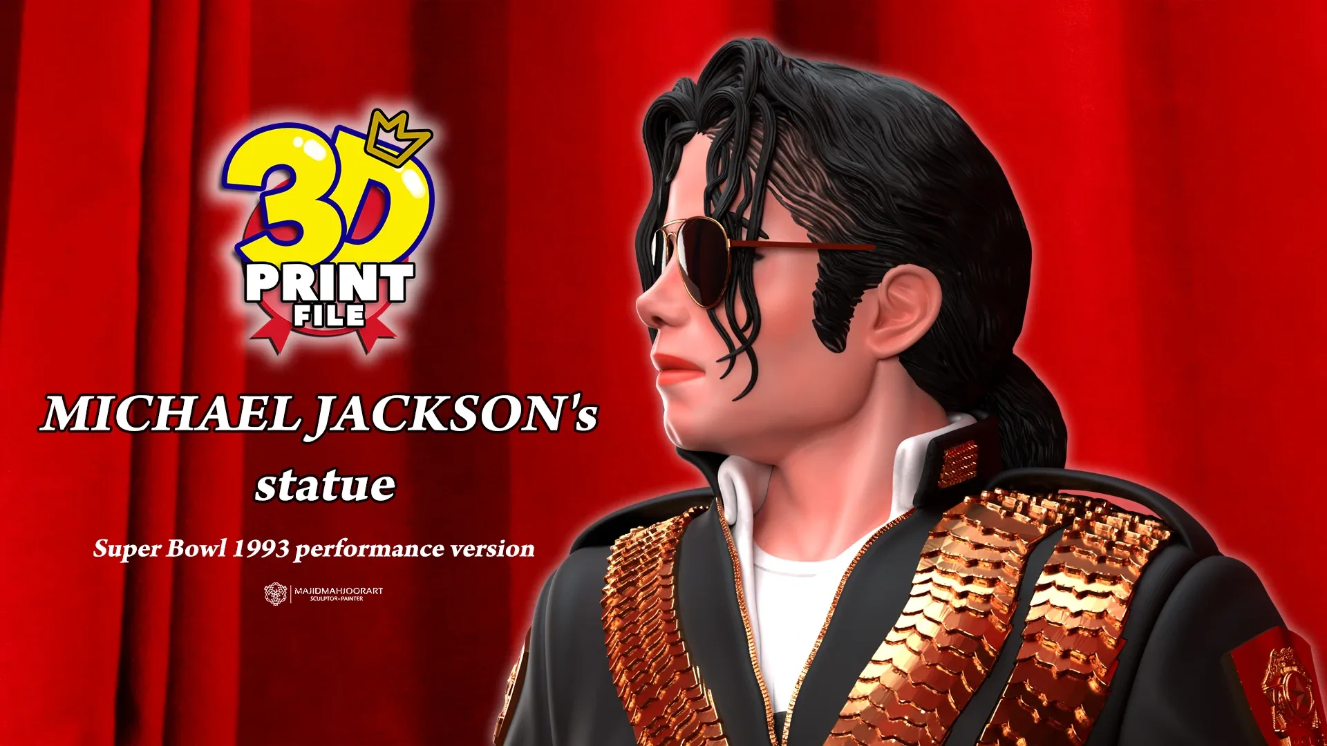 Michael Jackson 3D model 1993 Super Bowl performance printable 3D print model