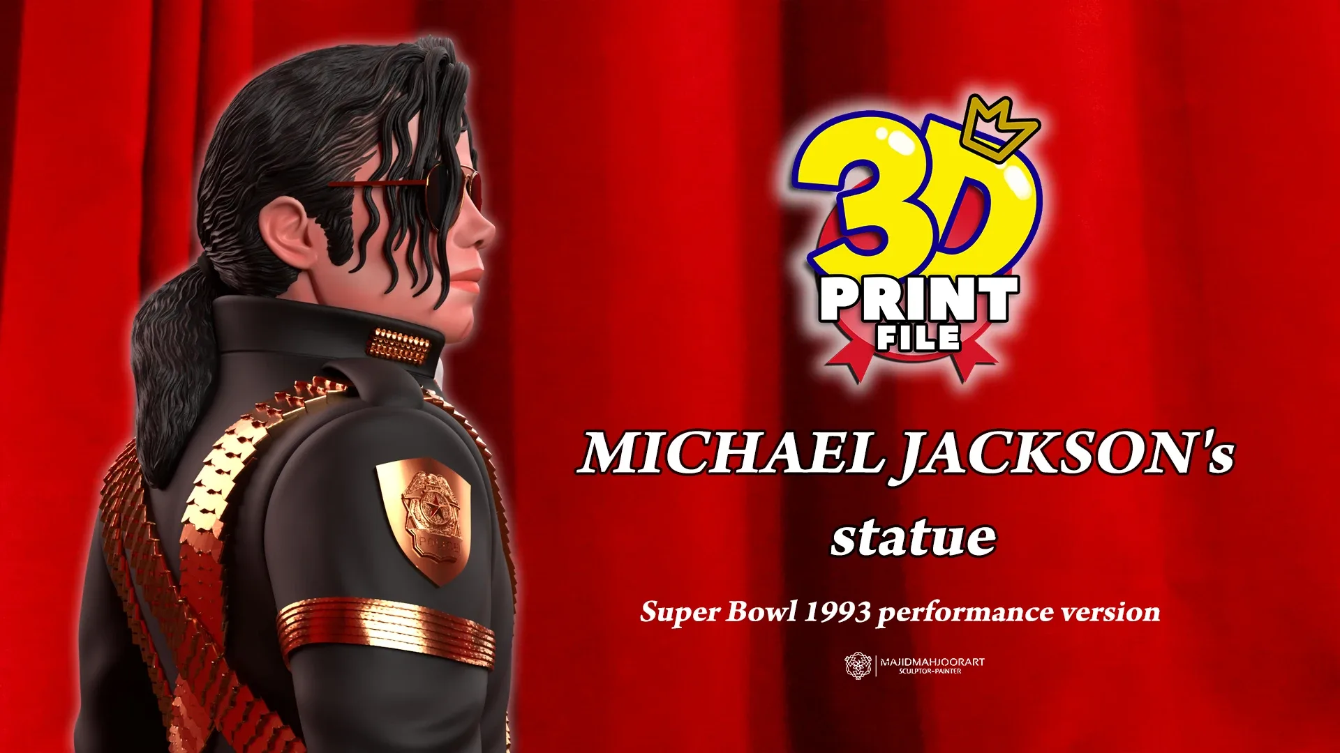 Michael Jackson 3D model 1993 Super Bowl performance printable 3D print model