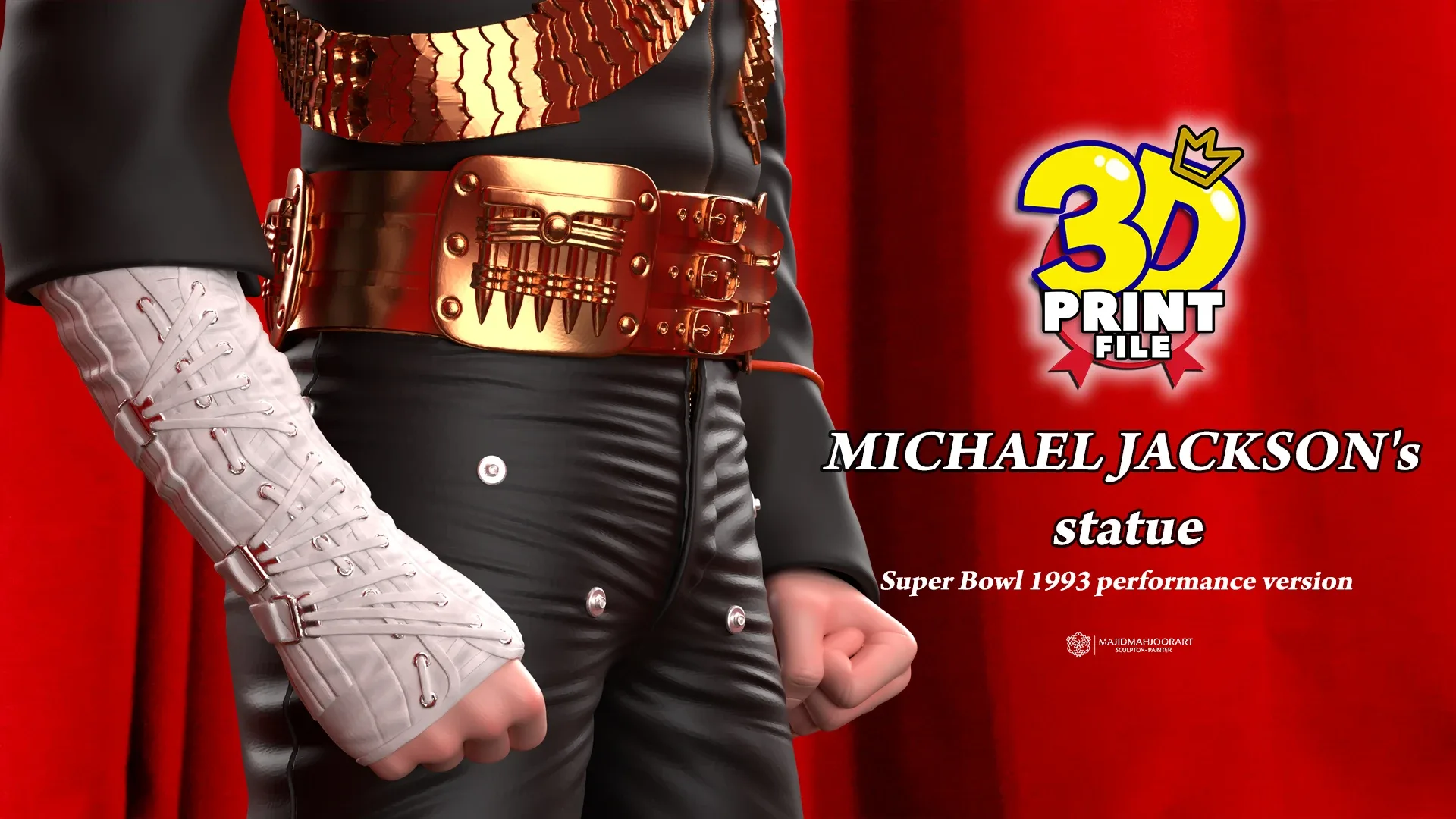 Michael Jackson 3D model 1993 Super Bowl performance printable 3D print model