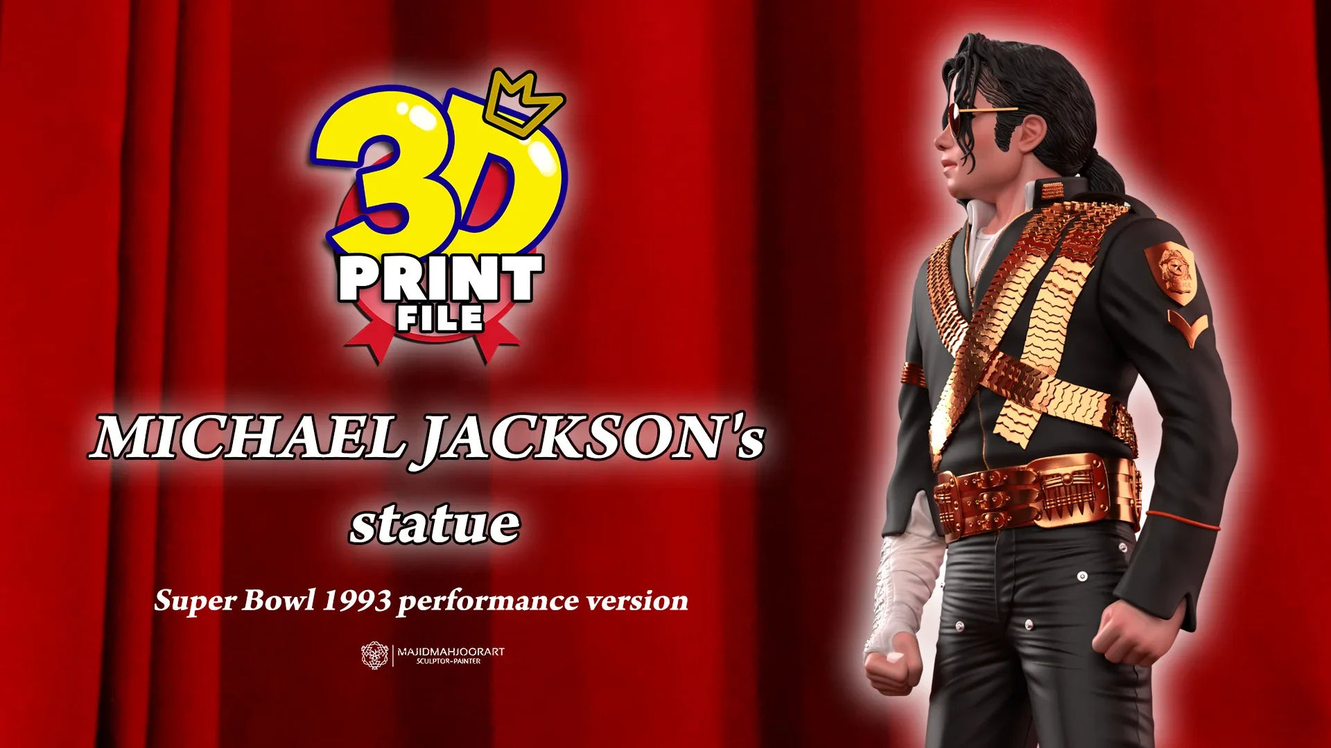 Michael Jackson 3D model 1993 Super Bowl performance printable 3D print model