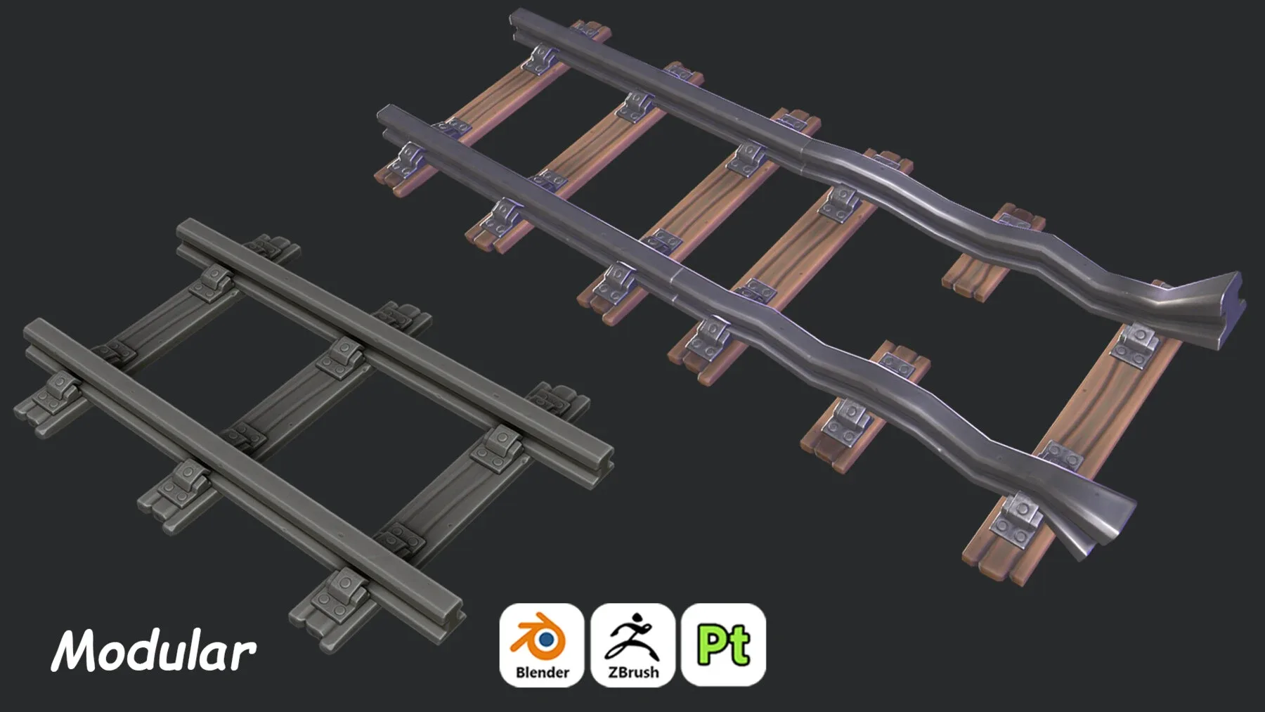 Stylized Train RailWay For Games 3D Art / Tutorial