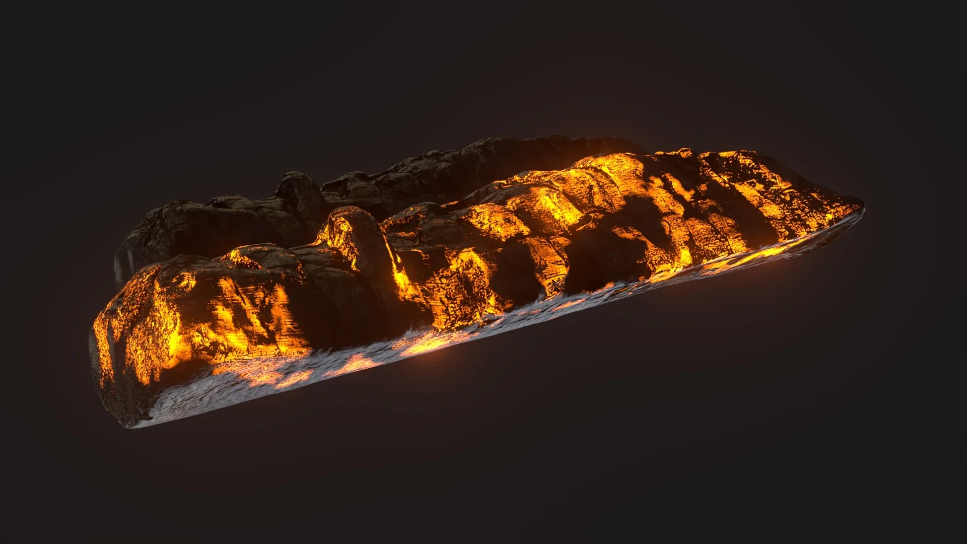 Burning wooden log