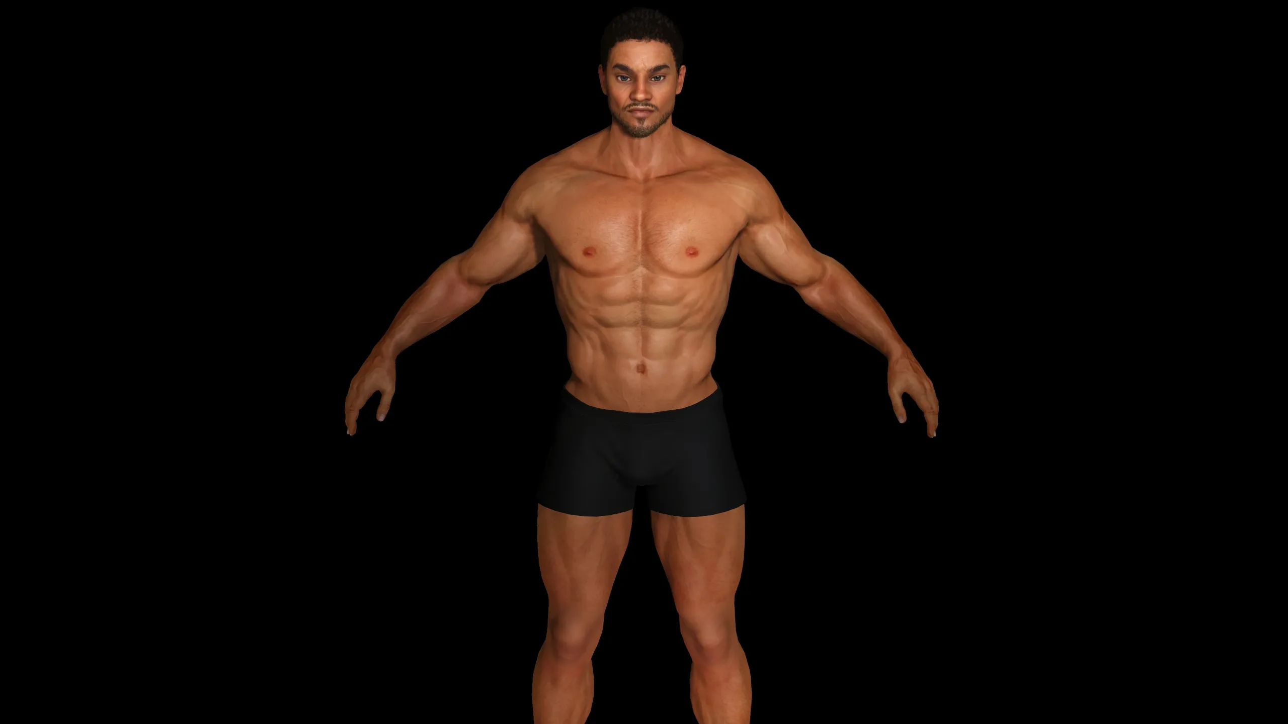 AAA 3D REALISTIC CHARACTER - BASEMESH AFRICAN MUSCULAR MAN 01