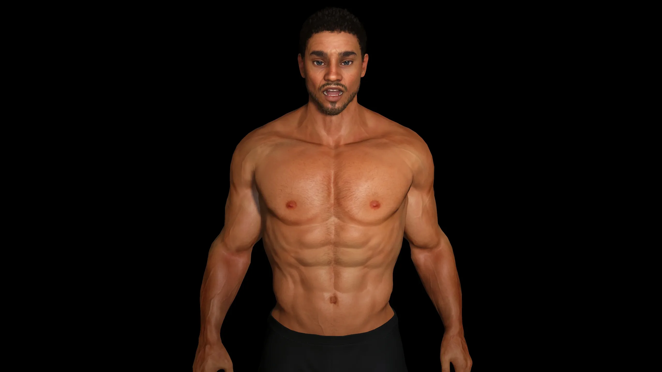 AAA 3D REALISTIC CHARACTER - BASEMESH AFRICAN MUSCULAR MAN 01