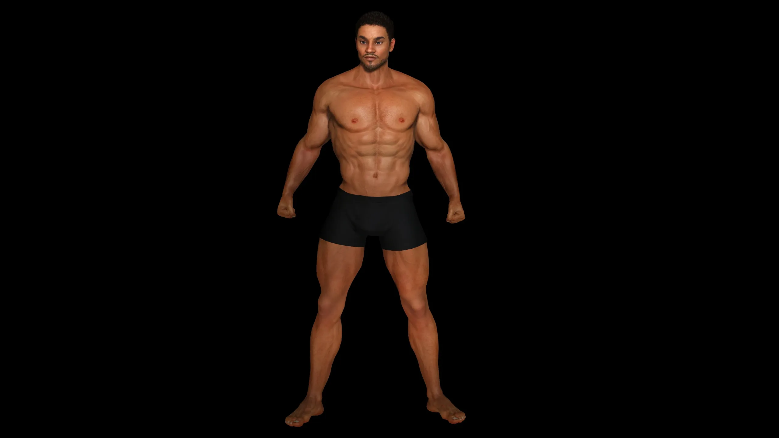 AAA 3D REALISTIC CHARACTER - BASEMESH AFRICAN MUSCULAR MAN 01