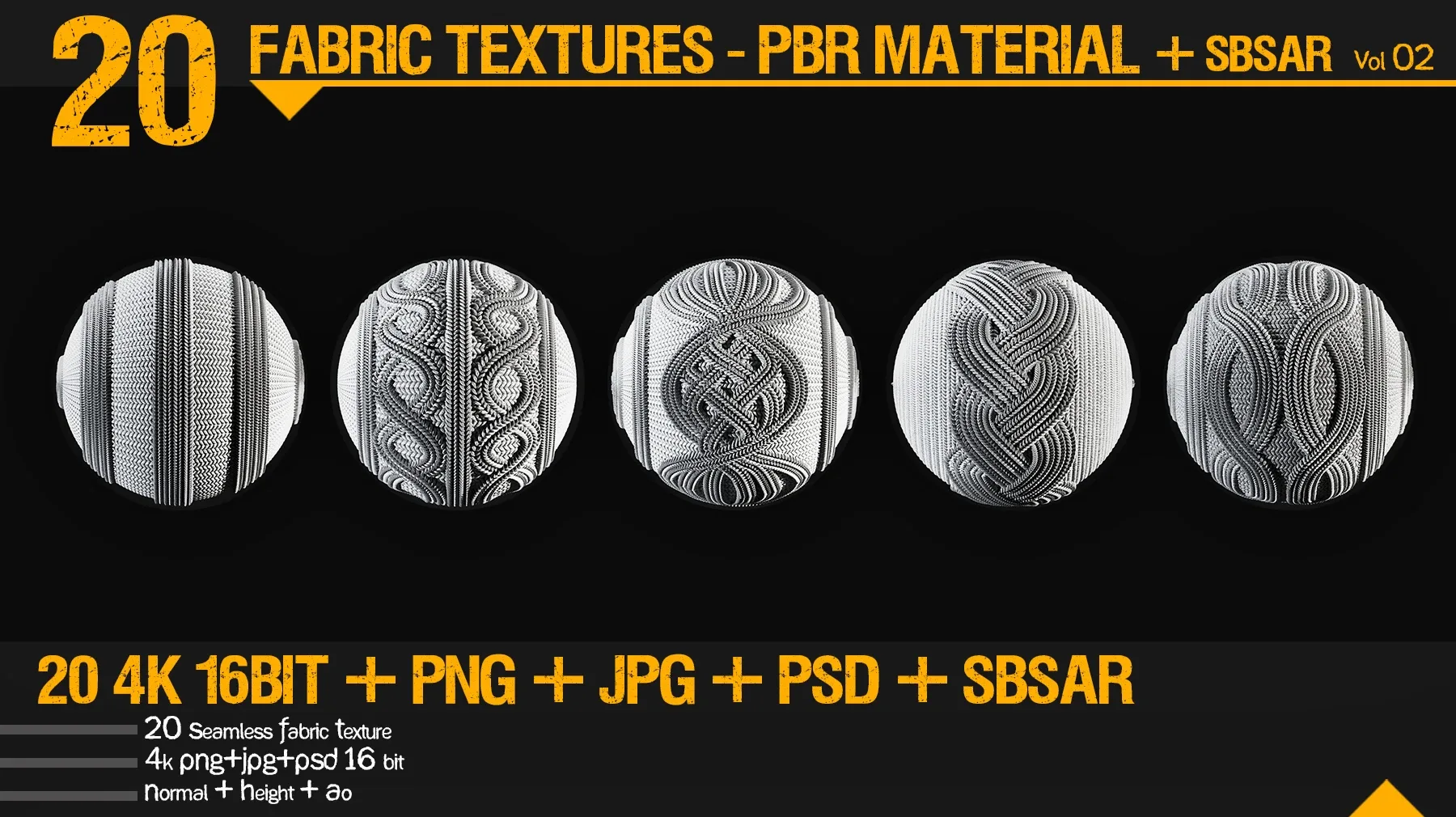 20 fabric textures - PBR Material + Sbsar (substance material) _ vol 02