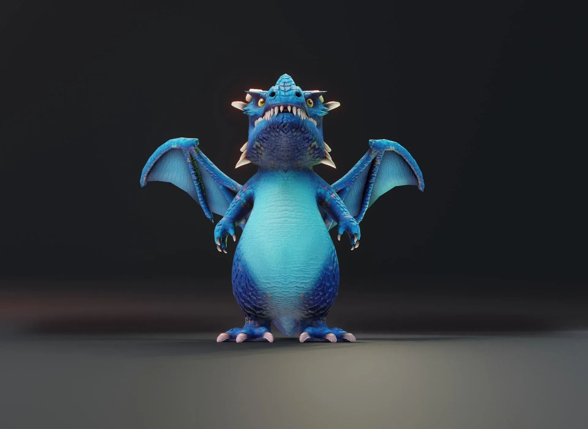 Cartoon Blue Dragon Animated Low-poly 3D Model