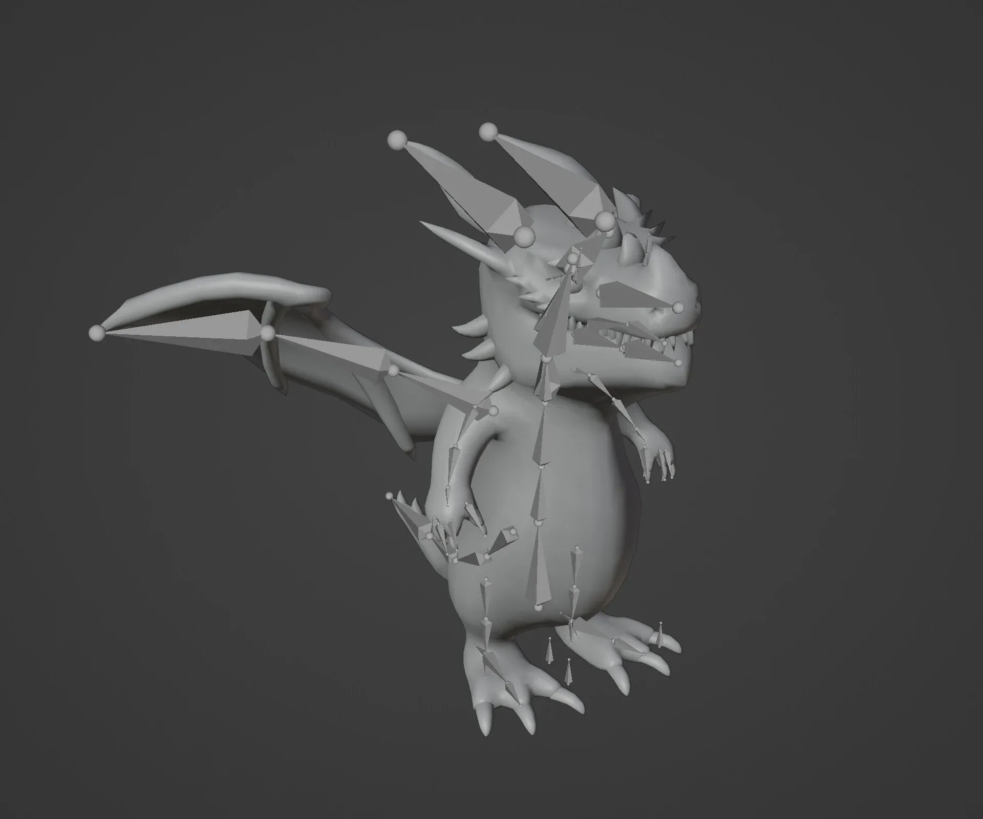 Cartoon Blue Dragon Animated Low-poly 3D Model