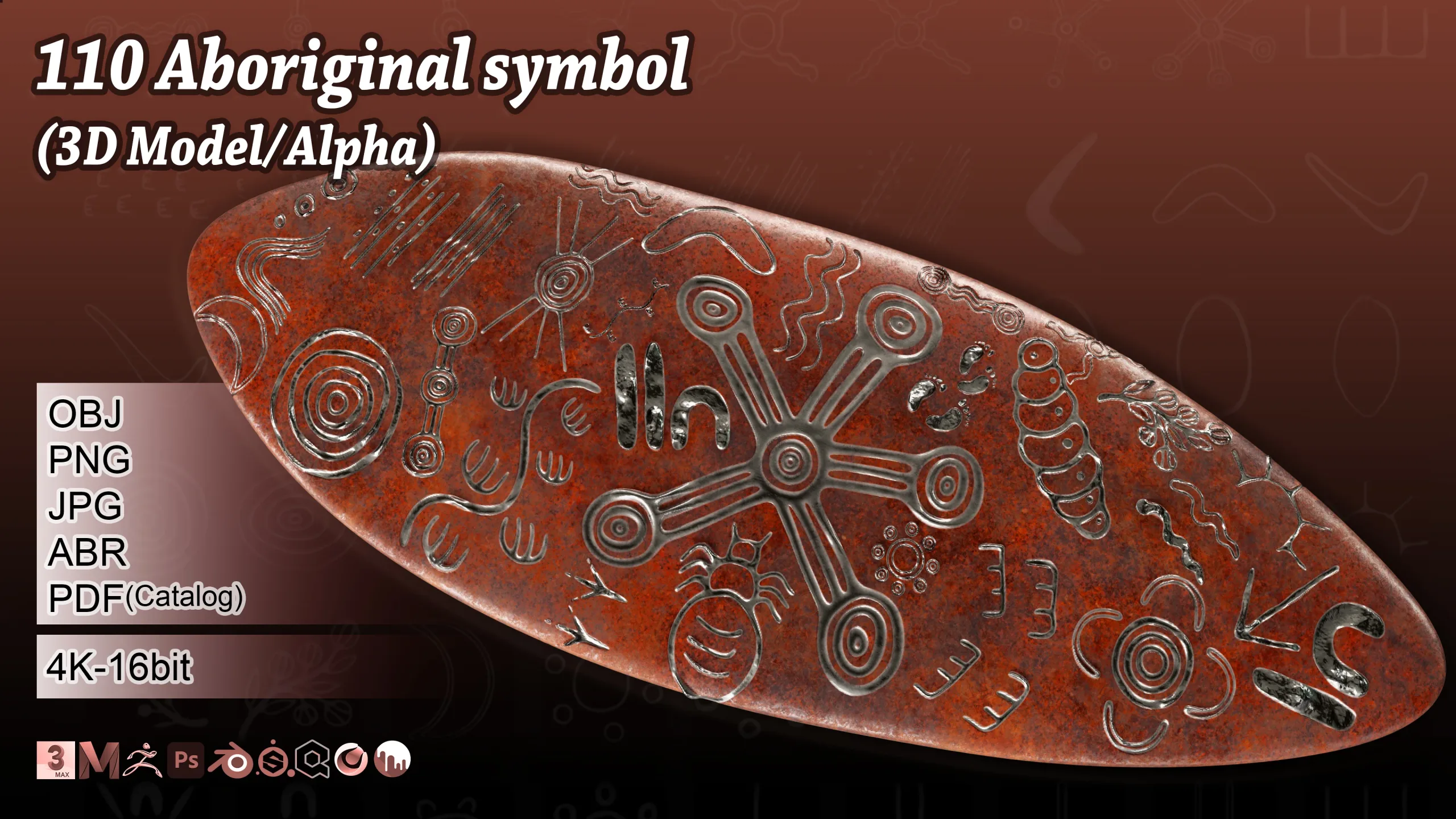 110 Aboriginal symbol 3D Model & Alpha