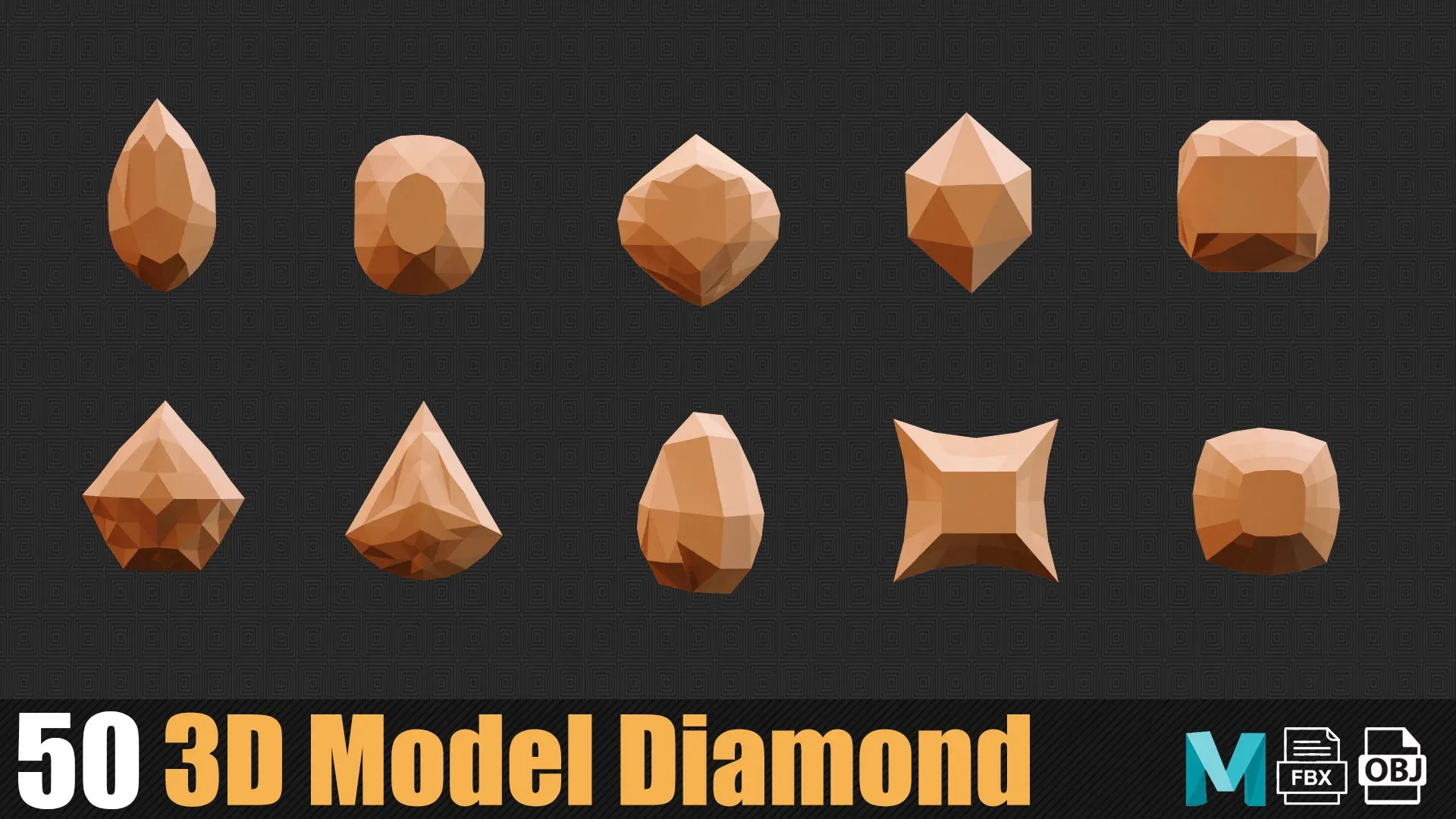 50 3D Models Diamond In Maya For Game And Animation