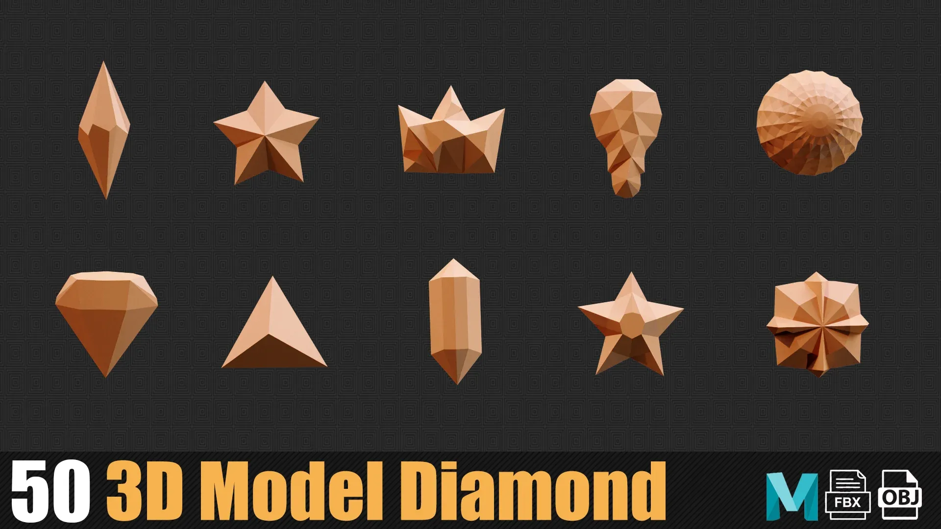 50 3D Models Diamond In Maya For Game And Animation