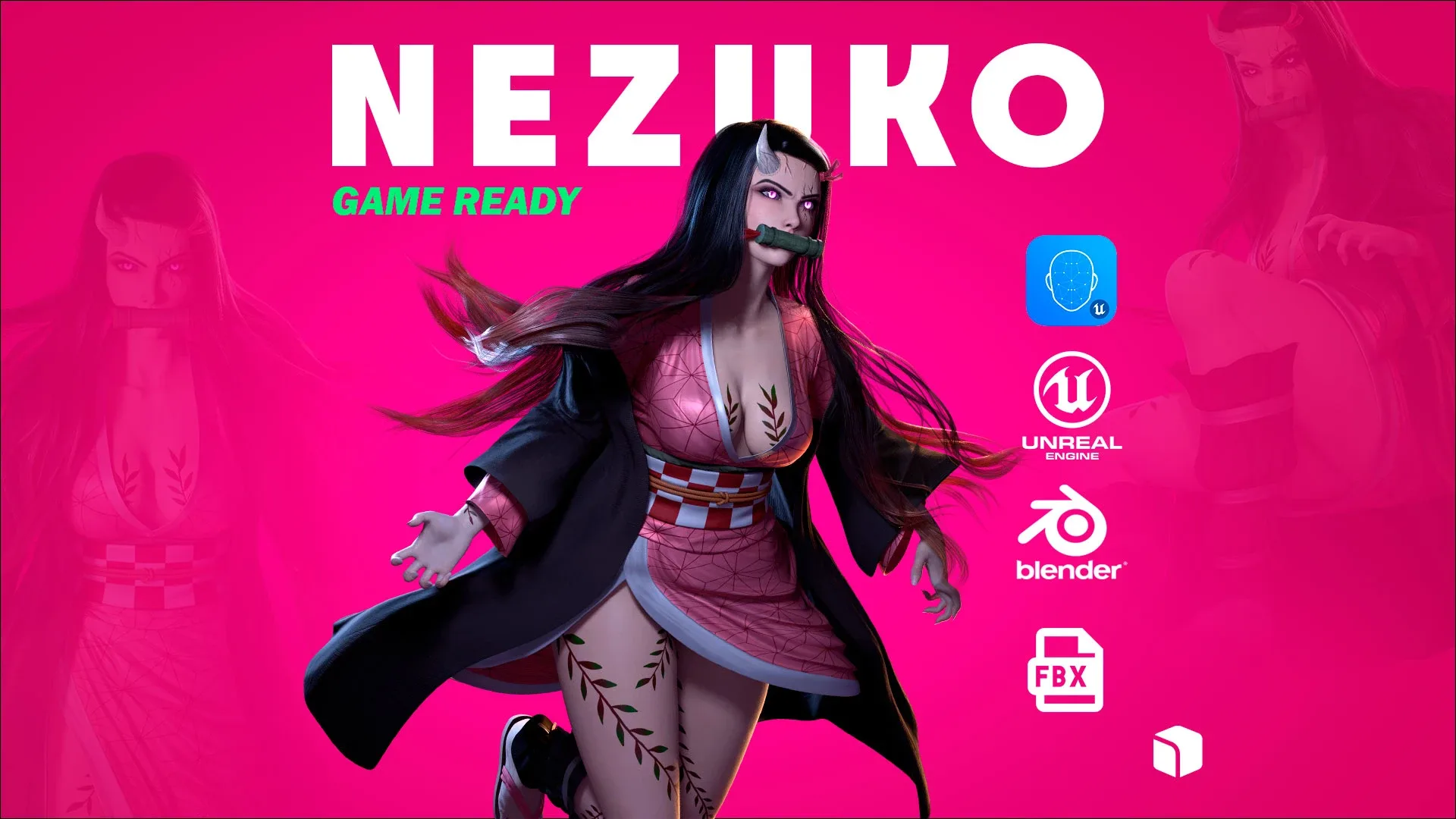 Nezuko Kamado - Game Ready - Low Poly Low-poly 3D model