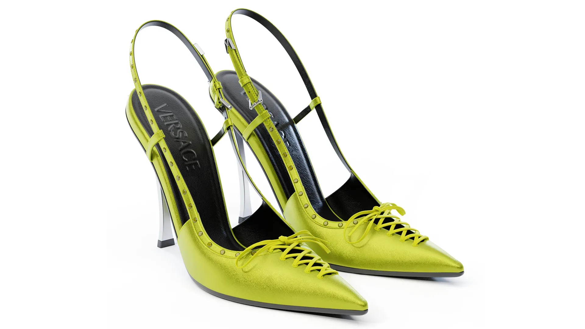 Versace Laced Pin Point Slingback Pumps