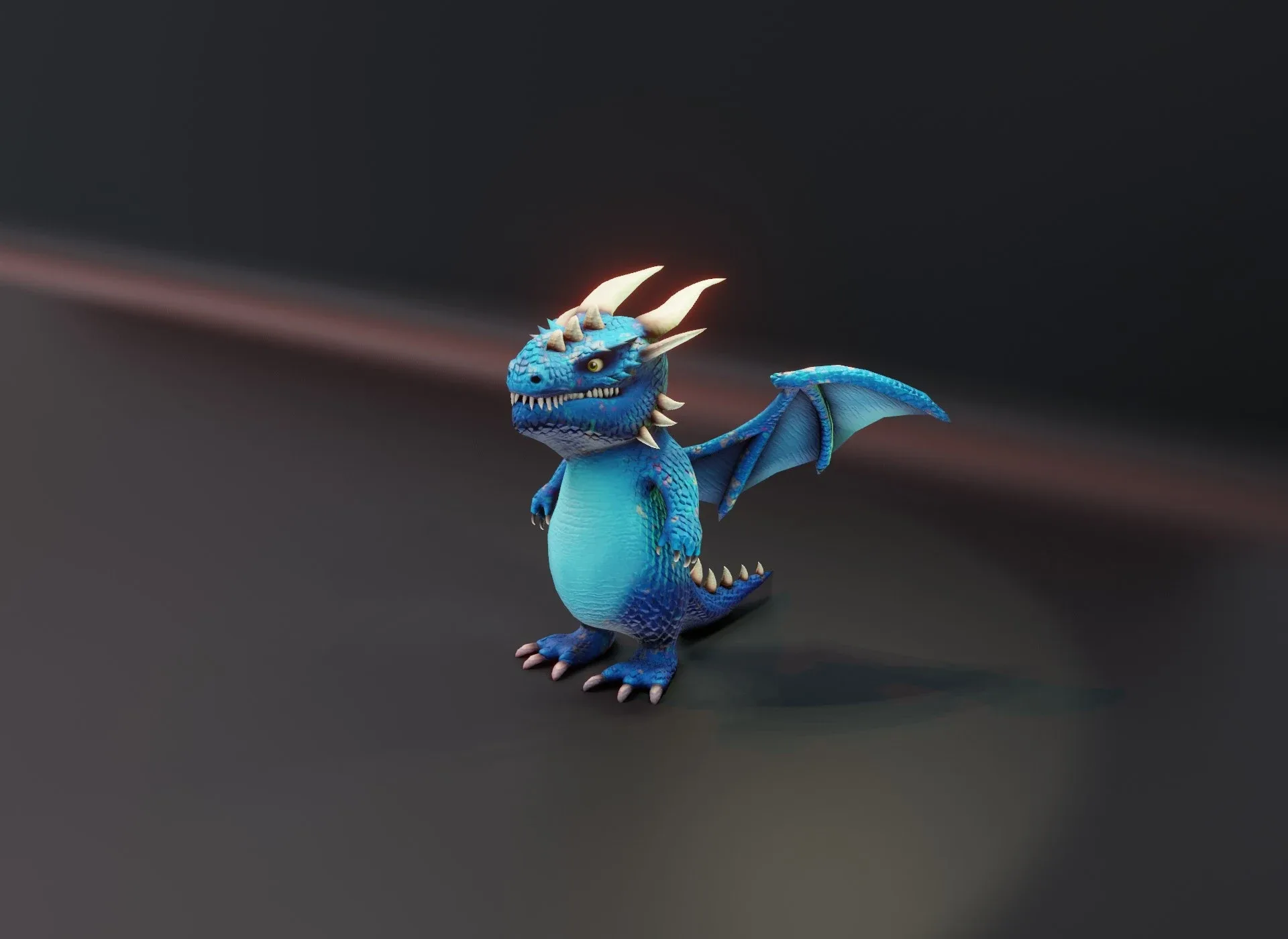 Cartoon Blue Dragon Rigged Low-poly 3D Model