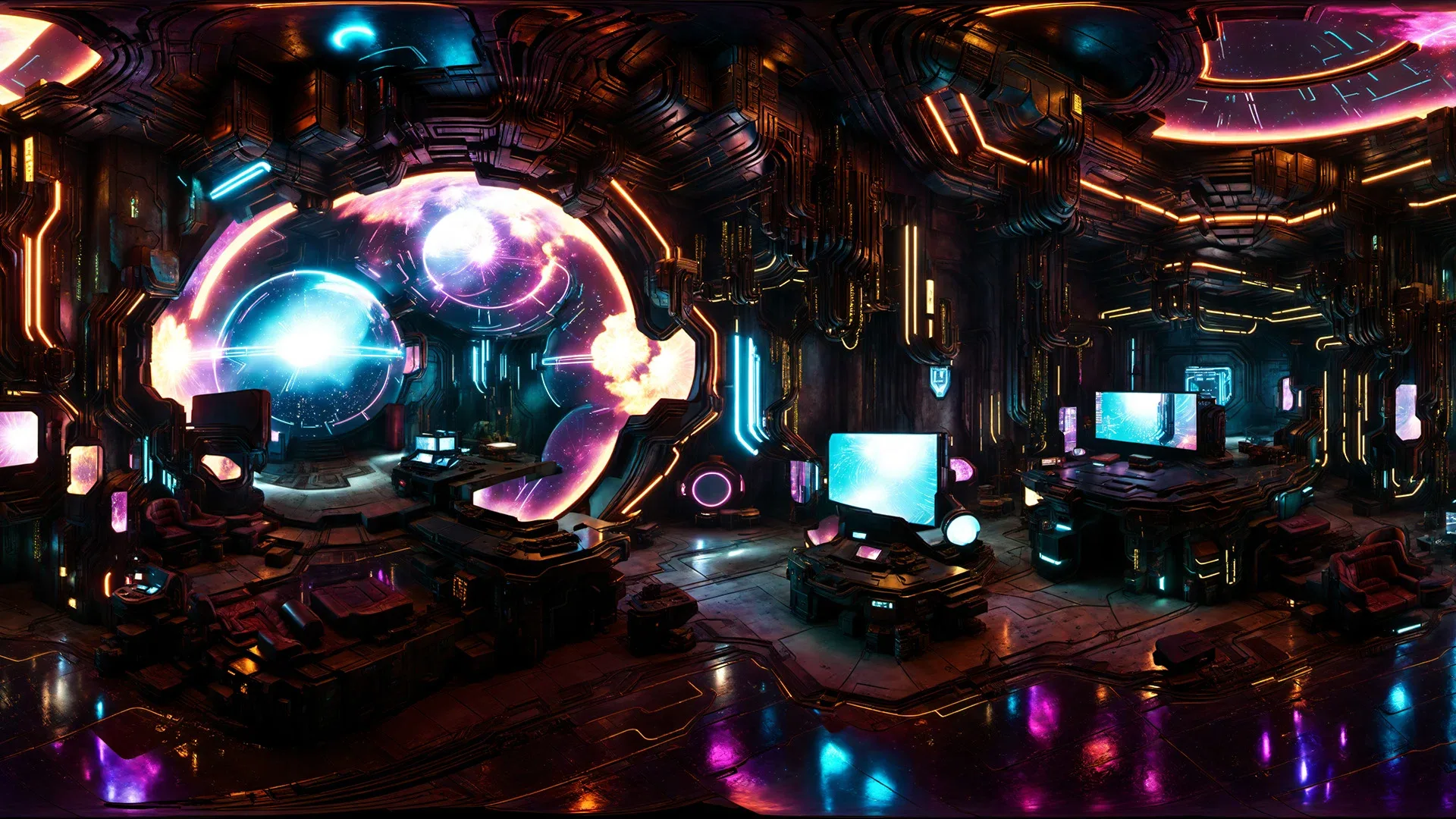 32 HDRI Cyberpunk Indoor Panoramas - 360 Spherical maps