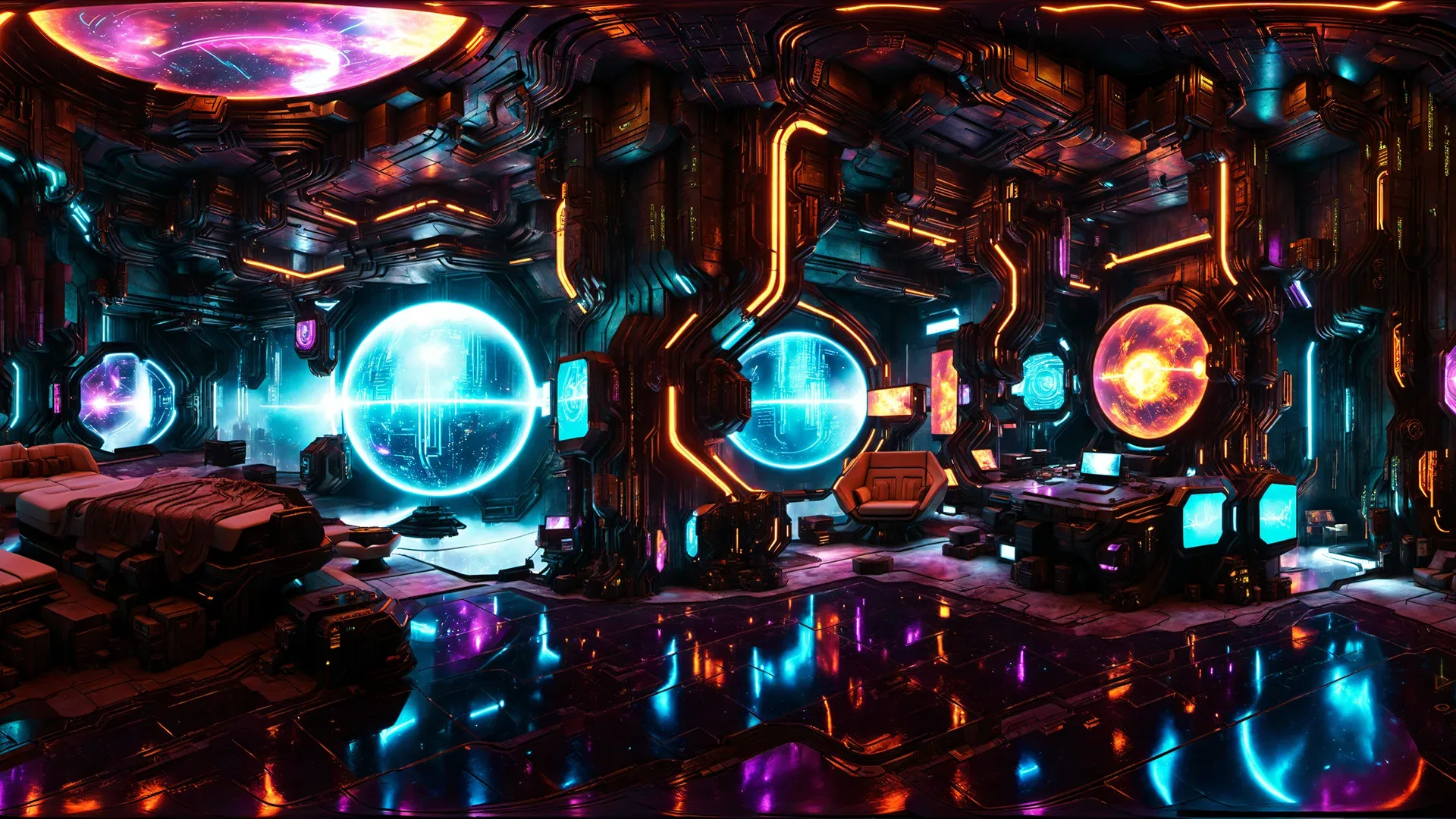 32 HDRI Cyberpunk Indoor Panoramas - 360 Spherical maps