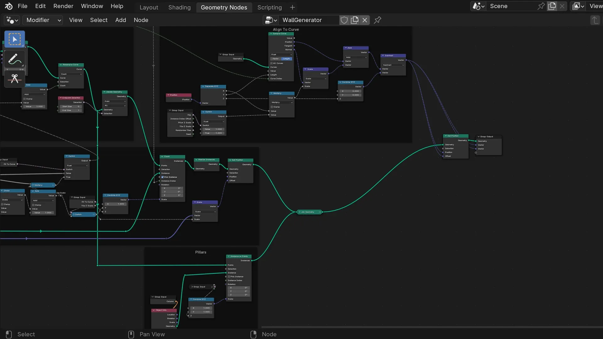 Blender 4 Geometry Node -  Walls and Columns