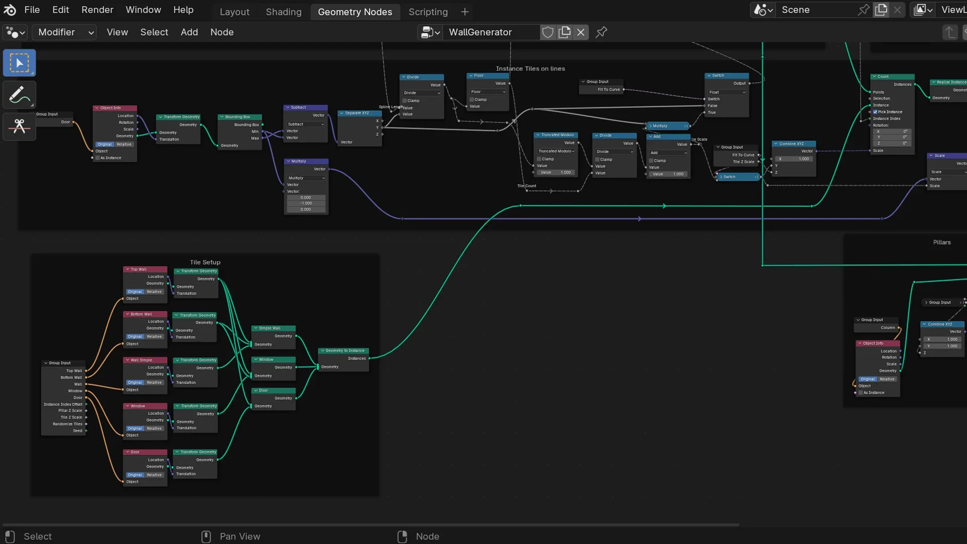 Blender 4 Geometry Node -  Walls and Columns